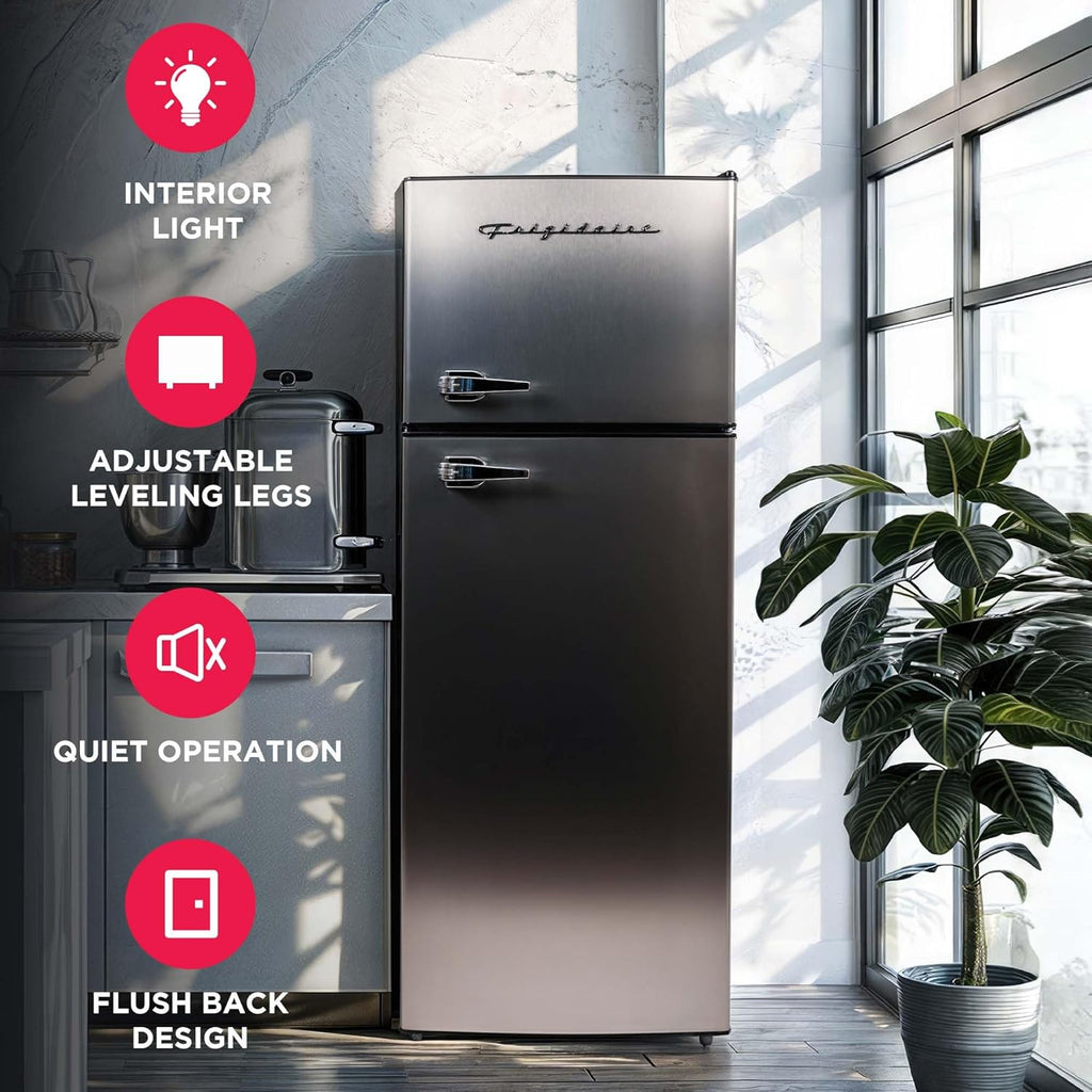 Frigidaire 2 Door Apartment Size Refrigerator Freezer Combo 7.5 cu ft Platinum Series Stainless wourant