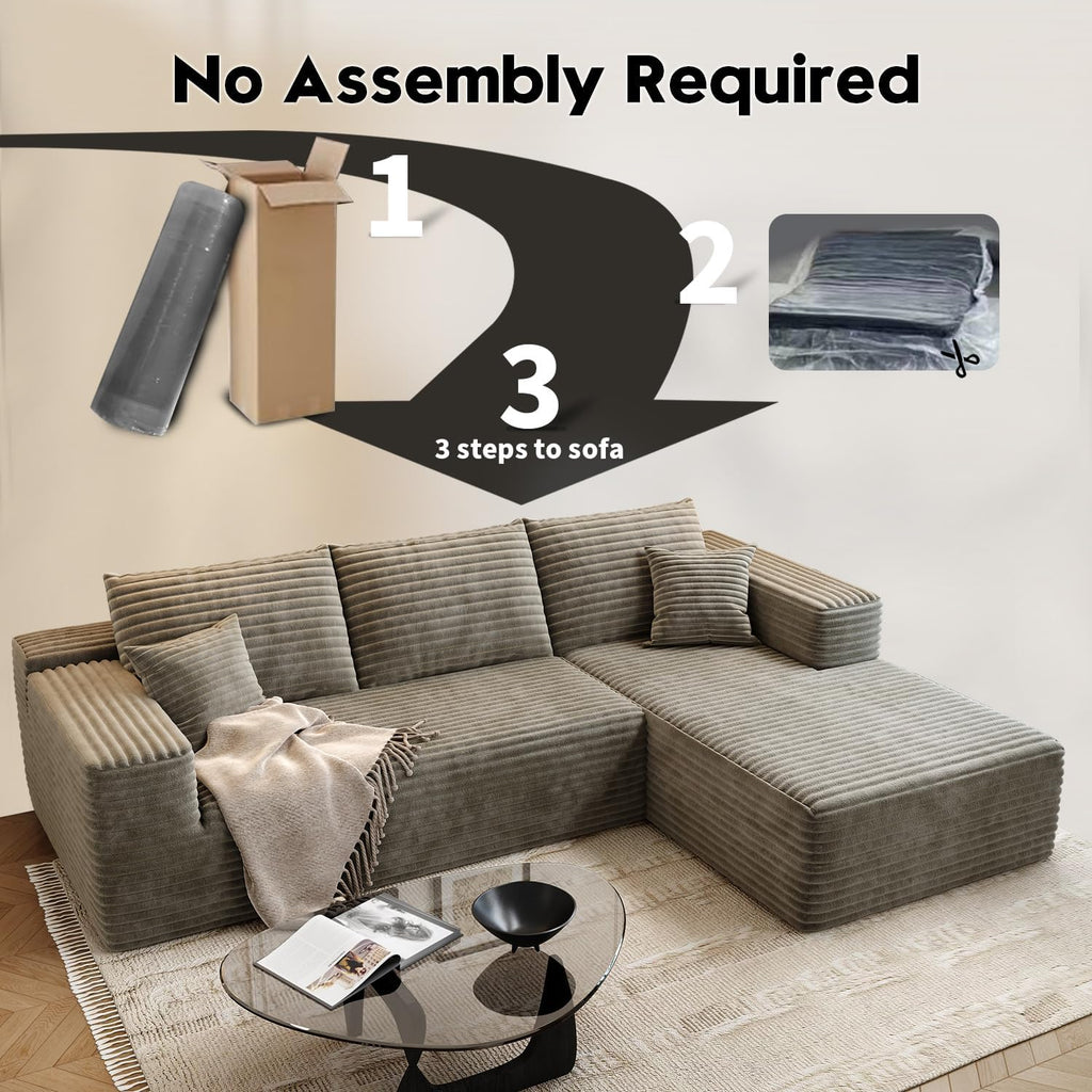 107.5" Cloud Modular Sectional Sofa Couch with L-Shape Chaise,Modern Minimalist Upholstered Couches wourant