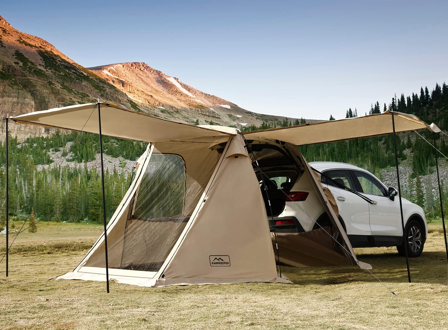 KAMPKEEPER SUV Car Tent, Tailgate Shade Awning Tent for Camping, Vehicle Camping Tents Outdoor Travel (Black) wourant