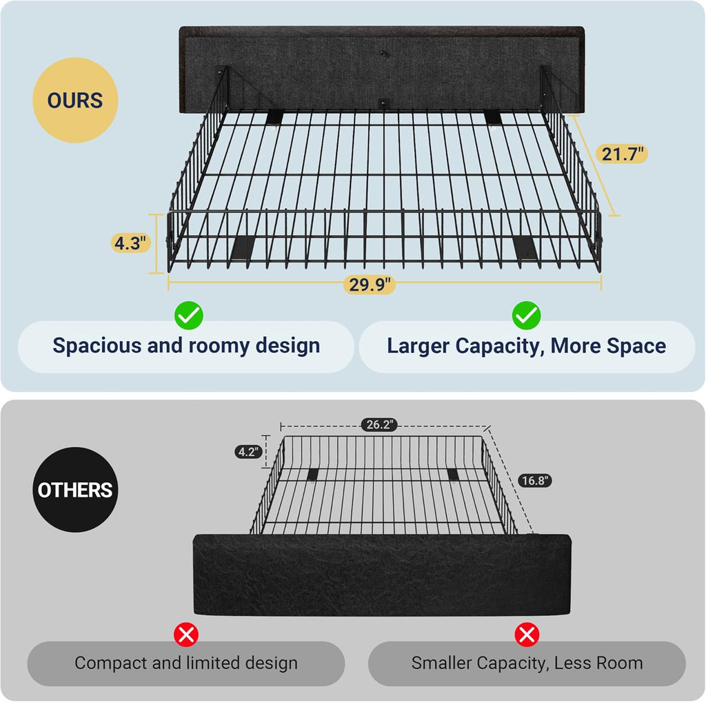 Allewie Upholstered Queen Size Platform Bed Frame with 4 Storage Drawers and Headboard wourant