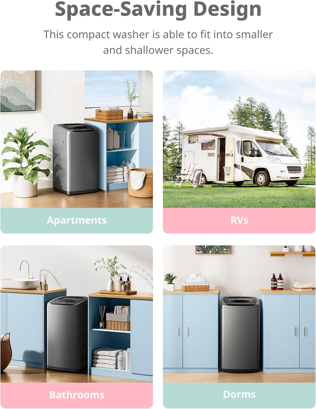 Comfee Portable Washing Machine 0.9 Cubic Feet Compact Washing Machine with LED Display 2 Built-in Drums Space Saving Fully Automatic Washing Machine wourant