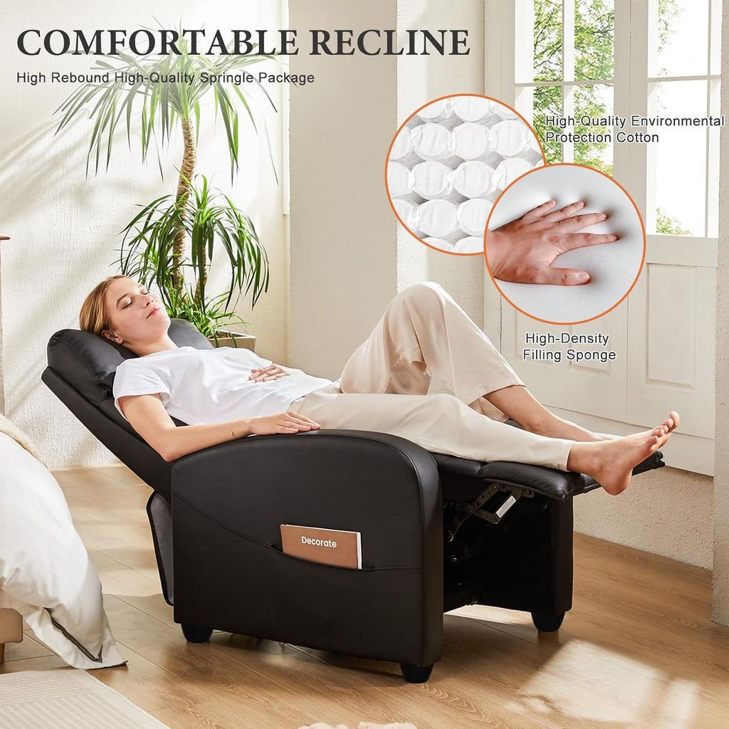 Sweetcrispy Recliner Chair, 360 Swivel Rocker Chair for Adults, Glider Rocker Recliners, Nursery Chairs for Living Room, High Back, Upholstered Deep Seat, Classical Brown wourant