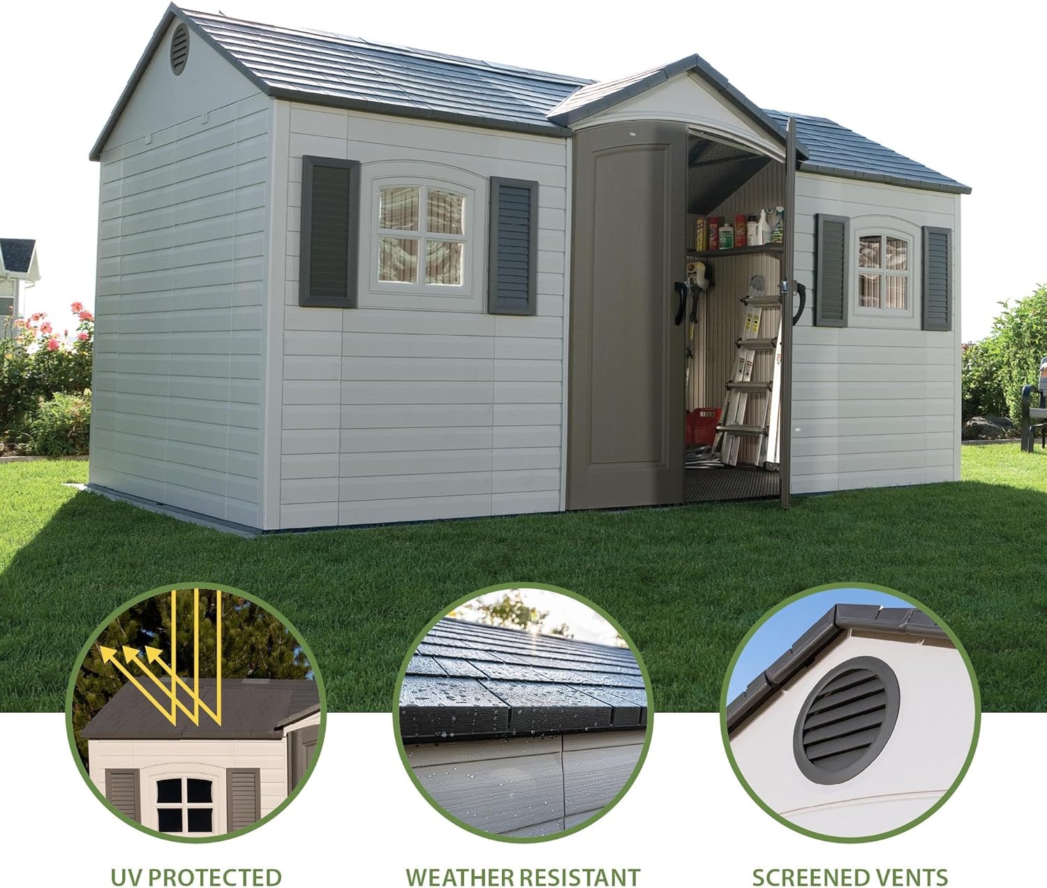 Lifetime 6446 Outdoor Storage Shed, 8 x 15 Foot, Desert Sand wourant