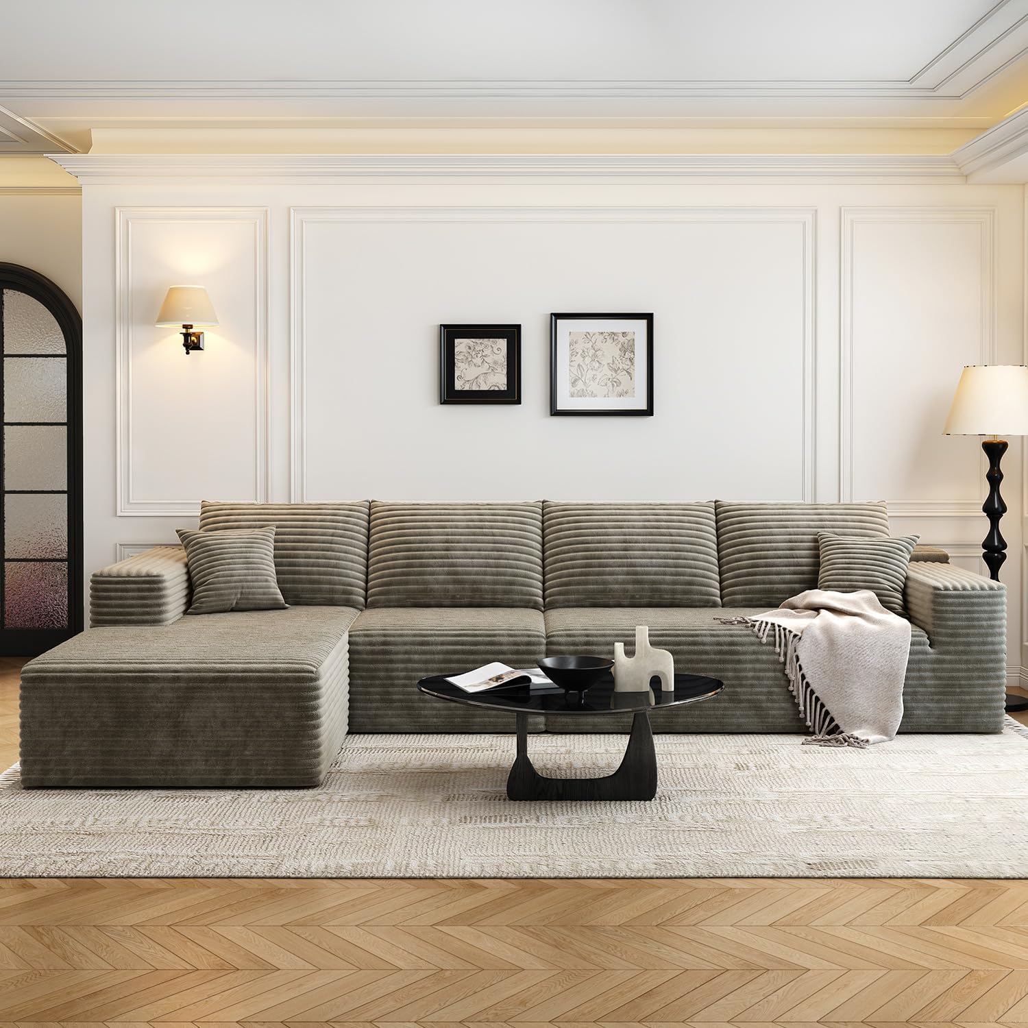 107.5" Cloud Modular Sectional Sofa Couch with L-Shape Chaise,Modern Minimalist Upholstered Couches wourant