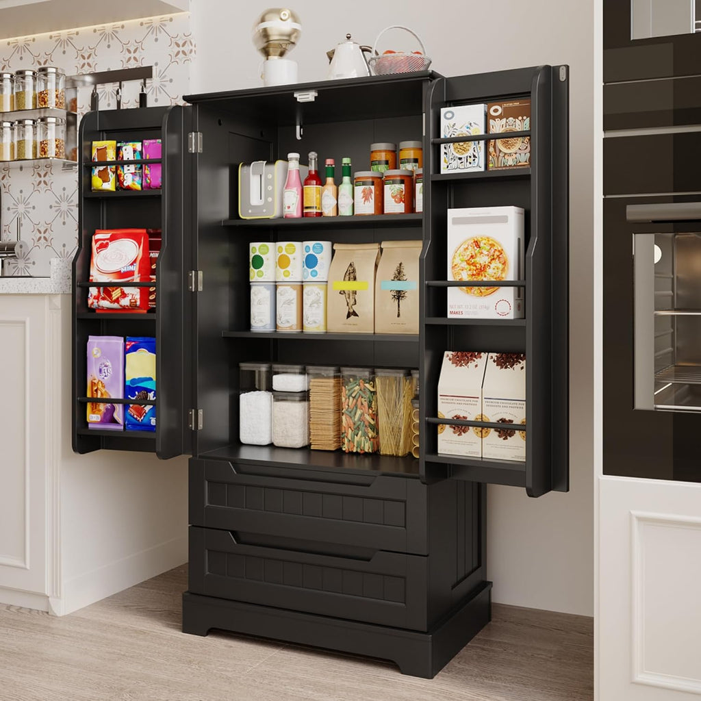 Gizoon Kitchen Pantry Cabinet with Drawers Freestanding Bathroom Storage Cabinet with Doors and Shelves, 47 Inch Small Pantry Cabinet wourant