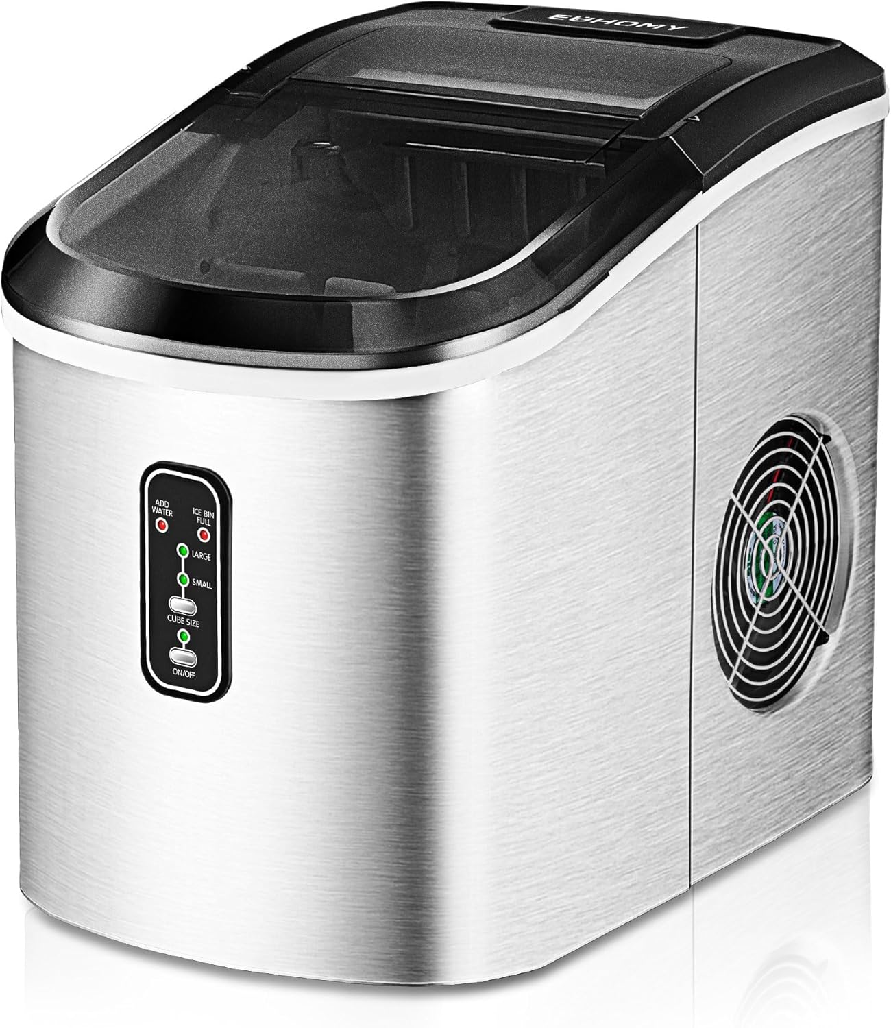 EUHOMY Nugget Ice Maker Countertop with Handle, Ready in 6 Mins, 34lbs Per Day, Removable Top Cover, Auto-Cleaning, Portable Sonic Ice Maker with Basket and Scoop, for Home/Party/RV/Camping (Black) wourant