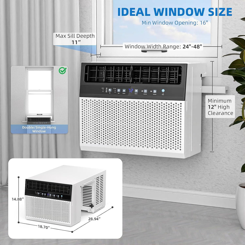 Antarctic Star 12,000 BTU U-Shaped Window Air Conditioner Unit Cools up to 550 Sq.Ft. with 6 Modes 24H Timer, Ultra Quiet Window AC Units wourant