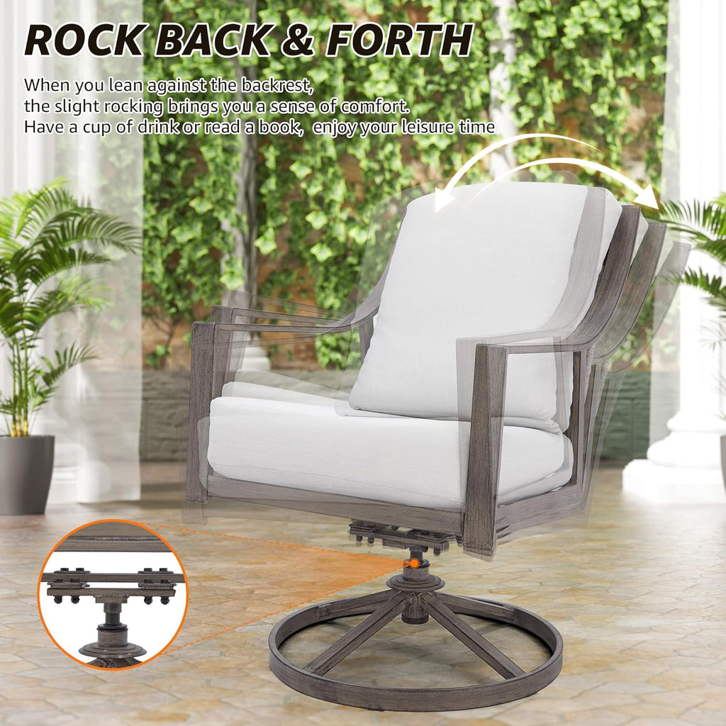 NATURAL EXPRESSIONS 5-Piece Outdoor Patio Dining Set 4pcs Patio Swivel Rocking Chairs wourant