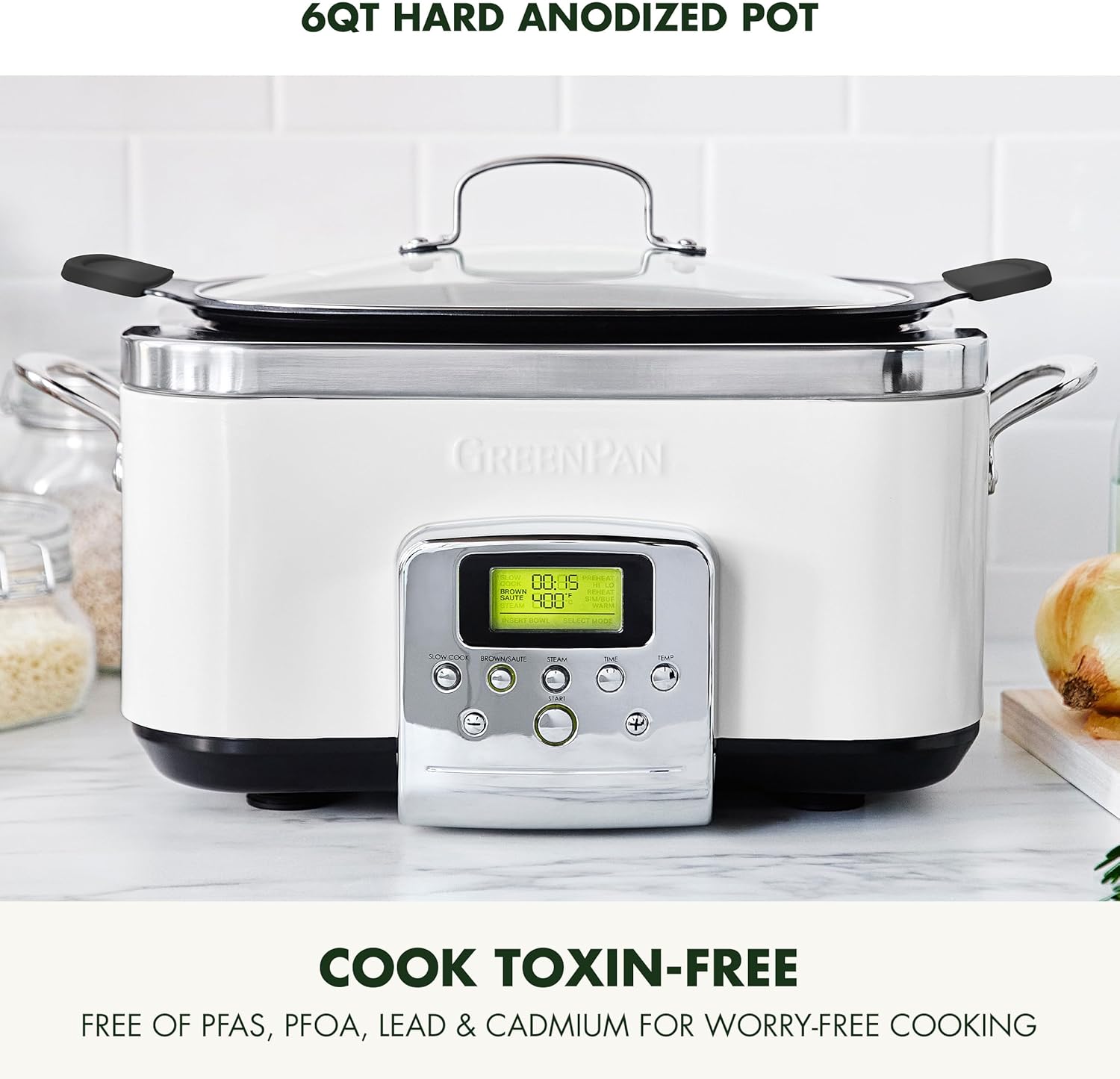 8-in-1 Programmable 6QT Electric Slow Cooker with Dishwasher-Safe Lid and Removable Base wourant