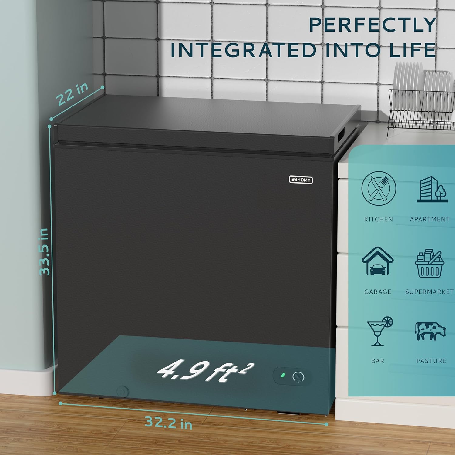 EUHOMY 3.5 Cu.Ft Chest Freezer with Removable Basket, Small Deep Freezer Adjustable 7 Thermostat, Quiet Mini Freezer Free-Standing Top Door, Energy Saving for Apartment/Garage/Basement/Dorm/Home,Black wourant