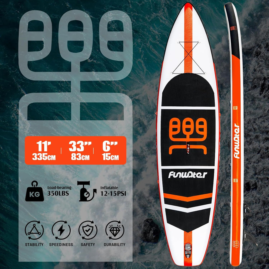 FunWater Inflatable Stand Up Paddle Board with Premium SUP Paddle Accessories, Non-Slip EVA Deck, 11'/10'6' Paddle wourant