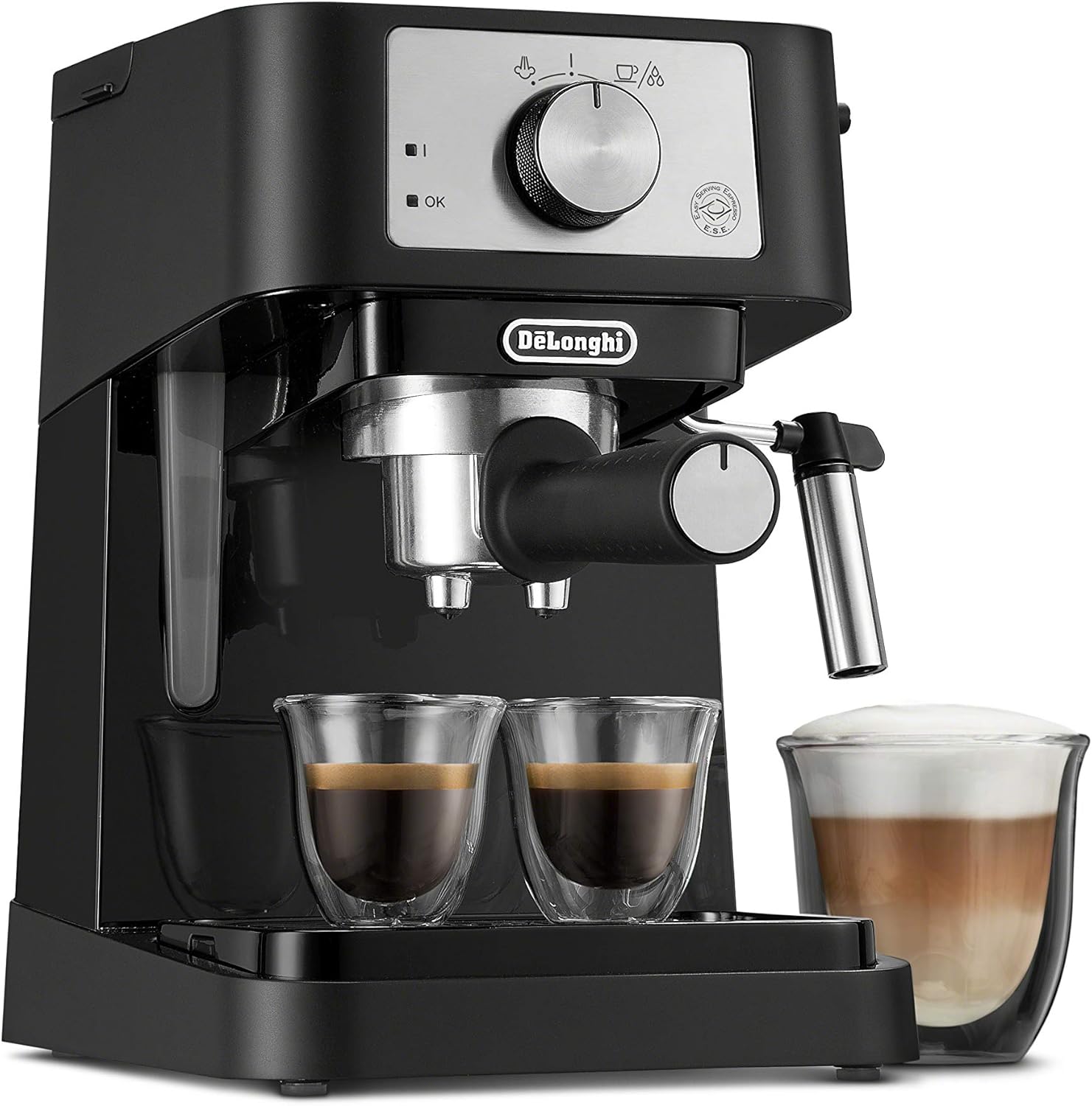 De'Longhi UPGRADED All-in-One Combination Coffee Maker & Espresso Machine + Advanced Adjustable Milk Frother for Cappuccino & Latte + Glass Coffee Pot 10-Cup, COM532M black woonhhop