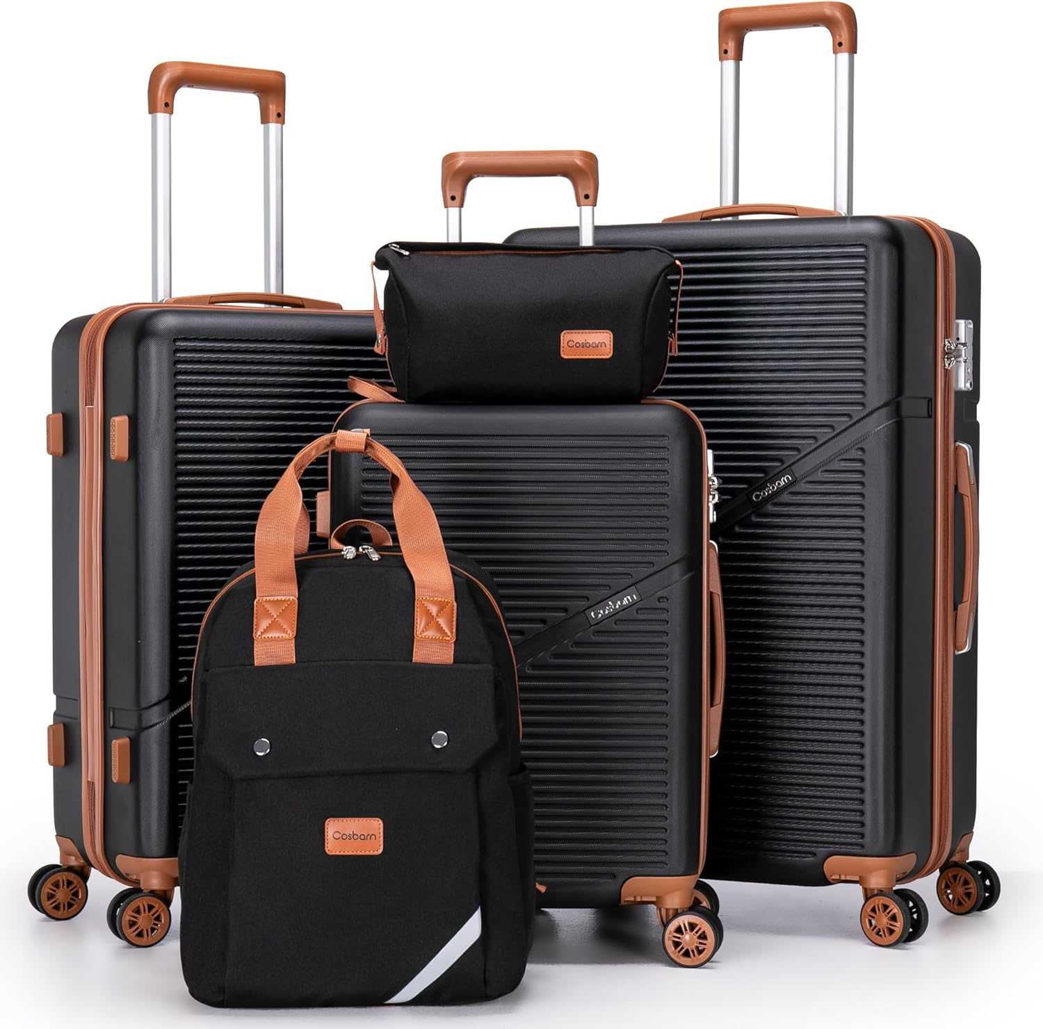 5-Piece Luggage Set with Spinner Wheels, Hard-Shell ABS Luggage Set with Tsa Lock, Lightweight Hard-Shell Waterproof Travel Case, Unisex, Gray wourant