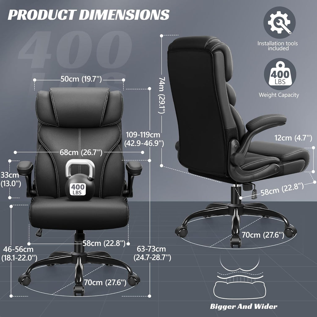 Office Chair Large High-Foot Computer Desk Chair, Breathable Leather Chair Lumbar Support Rotating Computer Chair wourant