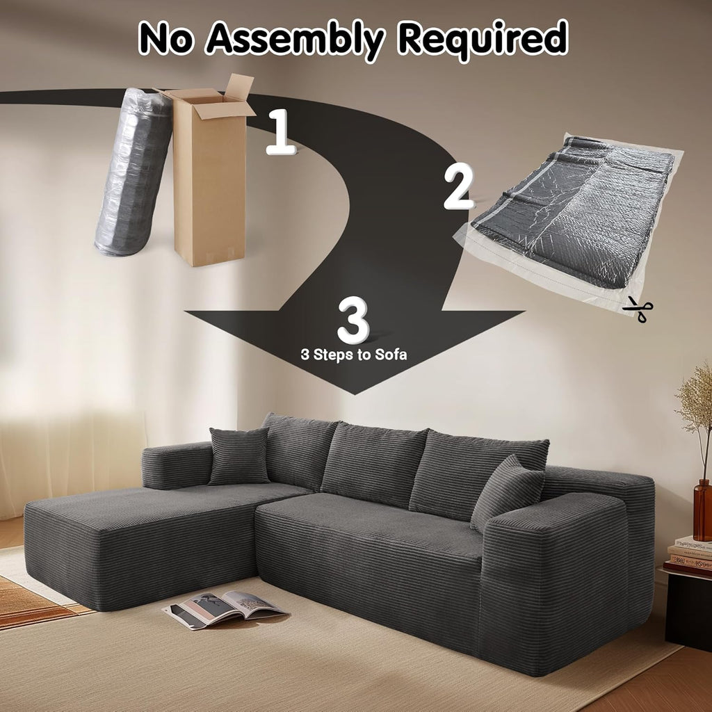 Ovios 104" Cloud Section Sofa L-shaped lounge chair, modern modular sofa wourant