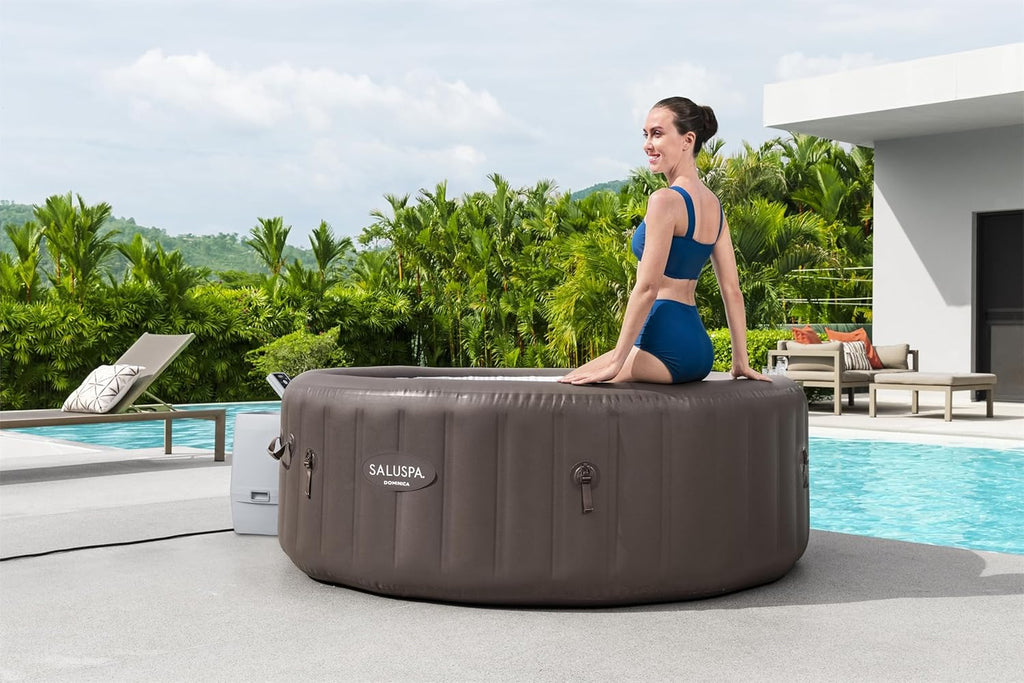 Bestway SaluSpa Miami EnergySense AirJet Inflatable Hot Tub Spa (71" x 26") | Portable Hot Tub with 2 Covers (1 Energy-Efficient Thermal Cover and 1 Standard Cover) | Fits Up to 2-4 Persons | Black wourant