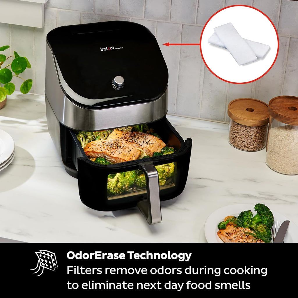 Instant Pot Vortex Plus 6QT Air Fryer with Odor Erase Technology,6-in-1 Functions that Crisps,Roasts, Broils,Dehydrates, Bakes & Reheats, 100+In-App Recipes, from the Makers of Instant Pot,1700W,Black wourant