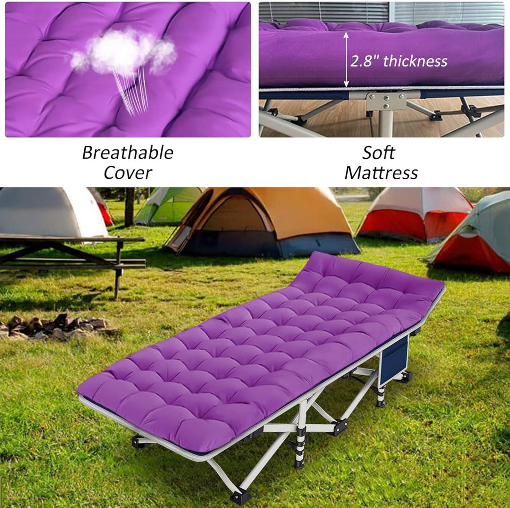 2 Pack Camping Cot with Mattress Comfortable Sleeping Cot Camping Cots for Adults 2 Person Folding Cot Heavy Duty Cots for Sleeping with Carry Bag Outdoor Indoor Home Vacation wourant