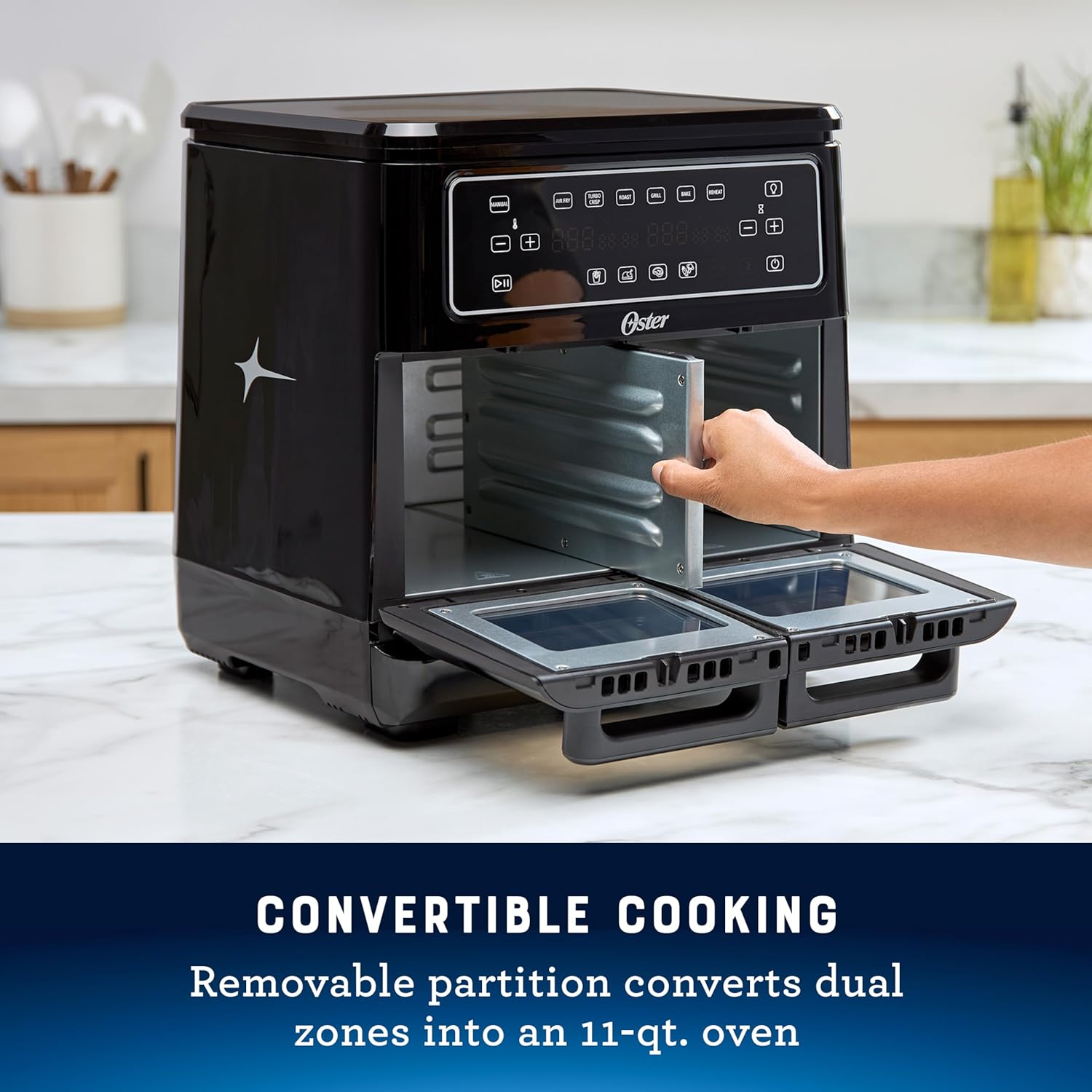 Oster 11-Quart Flex Air Fryer Oven Dual Air Fryer with 2 Cooking Zones Double with 6 Cooking Functions Large with 2 Frying Baskets wourant