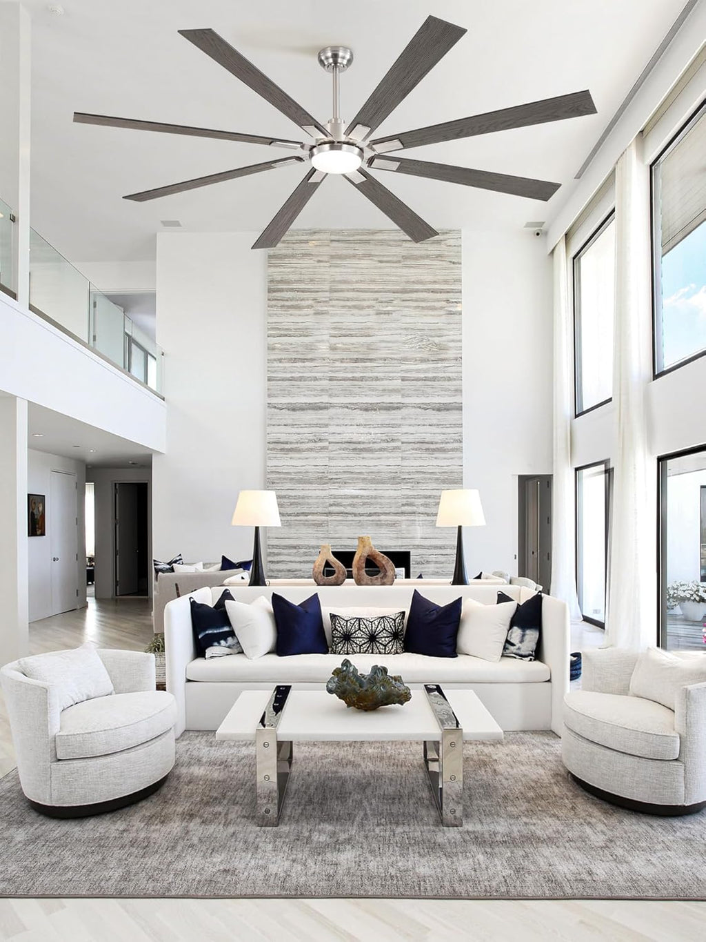 ZMISHIBO 72 inch Large Ceiling Fans with Lights and Remote, Indoor/Outdoor Black Modern Ceiling Fan for Kitchen Living Room Patio, 6 Speed Reversible Quiet DC Motor, 3 CCT, Dual Finish 8 Blades wourant