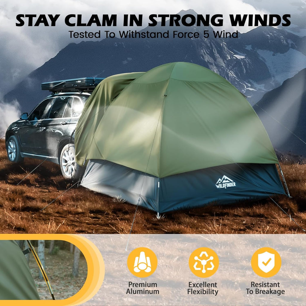 SUV Tent for Camping with Rainfly, Waterproof PU3000mm Double Layer Design, Car Tents for Camping SUV, SUV Tailgate Tent for Outdoor with Storage Bag, for SUV Van, Jeep, Pickup 8'W x 8'L x 7.2'H wourant