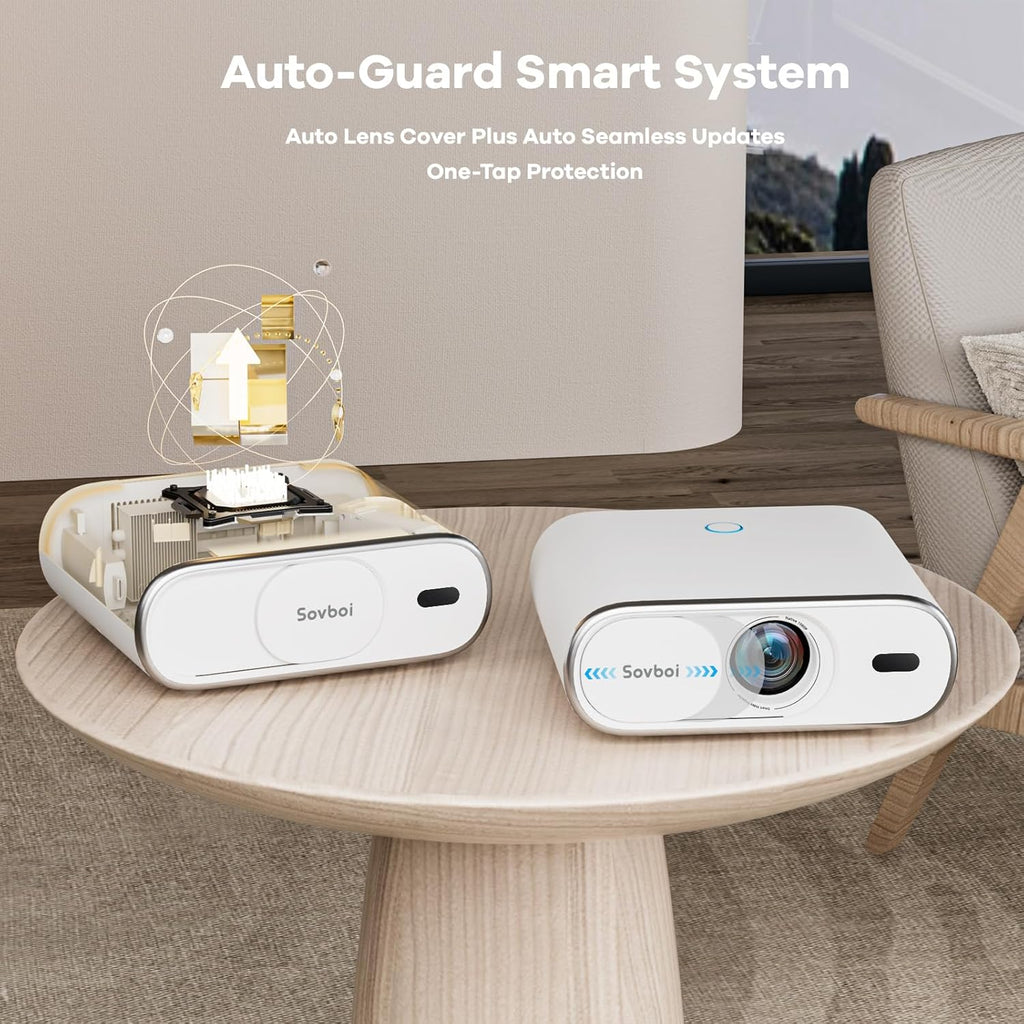 4K Projector Built-in Google TV: 2500 ANSI/Auto Lens Cap & 4D Keystone/Auto Focus wourant