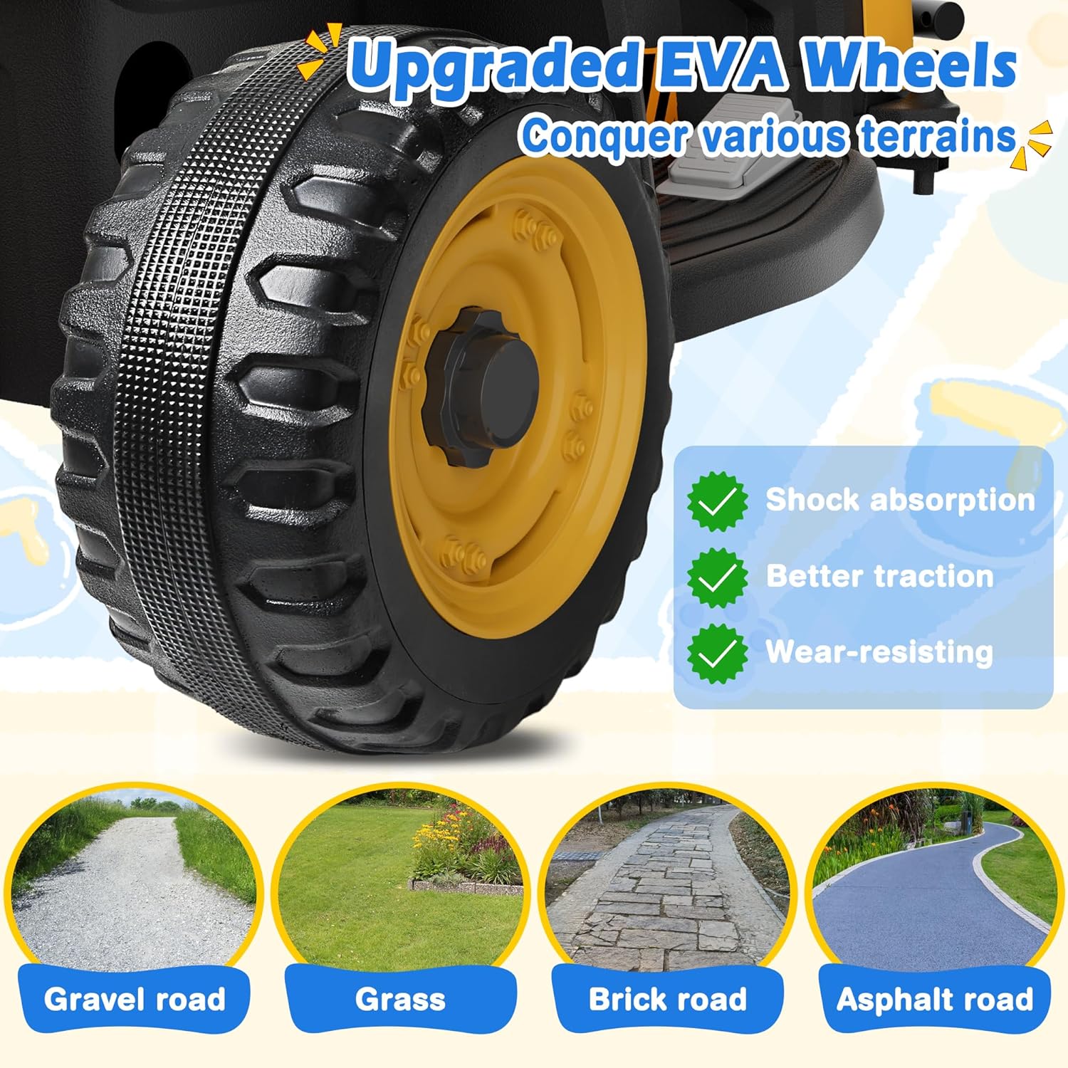 24V Ride On Tractor w/Tiltable & Detachable Trailer, 2x65W Motors, EVA Tires, Remote Control, Bluetooth, Shifter, Music, Electric Car for Kids, Green wourant
