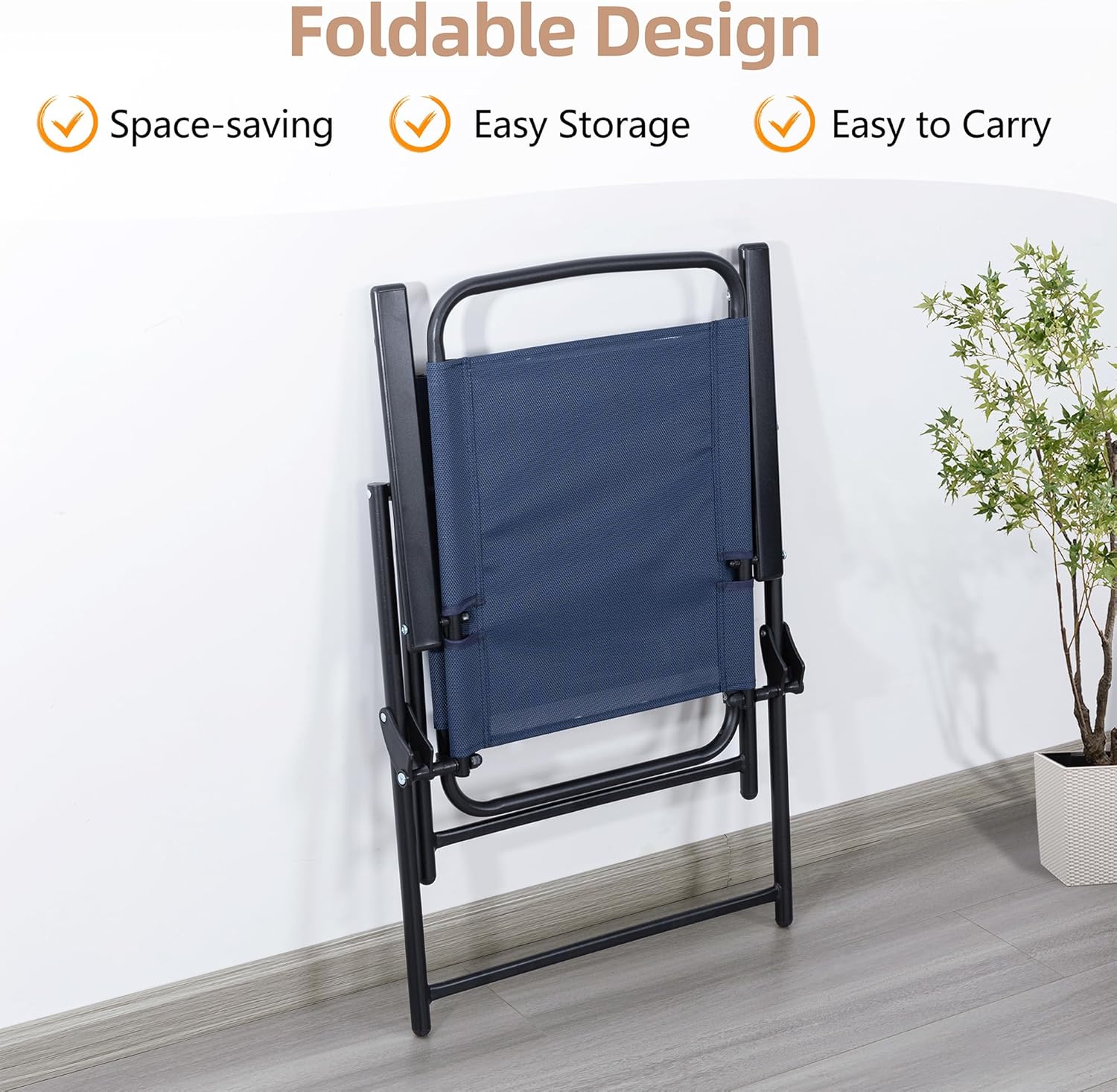 Vongrasig 6 Piece Folding Patio Dining Set,Small Metal Outdoor Garden Patio Table and Chair Set w/Umbrella for Lawn,Deck,Backyard,Black wourant
