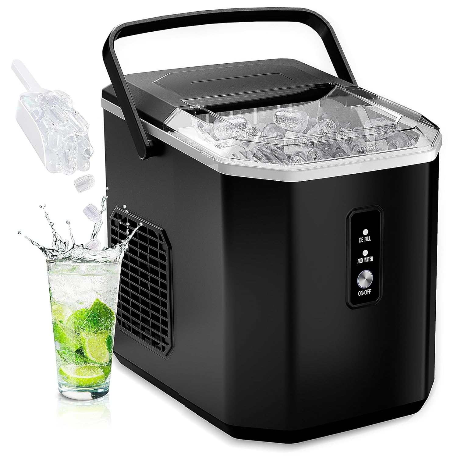 EUHOMY Nugget Ice Maker Countertop, Ready in 8 Mins, 35lbs/24H, Self-Cleaning, Portable Ice Makers Machine with Ice Scoop & Basket, Sonic Ice Maker with Chewable Pellet Ice for Home/Party/RV/Camping wourant
