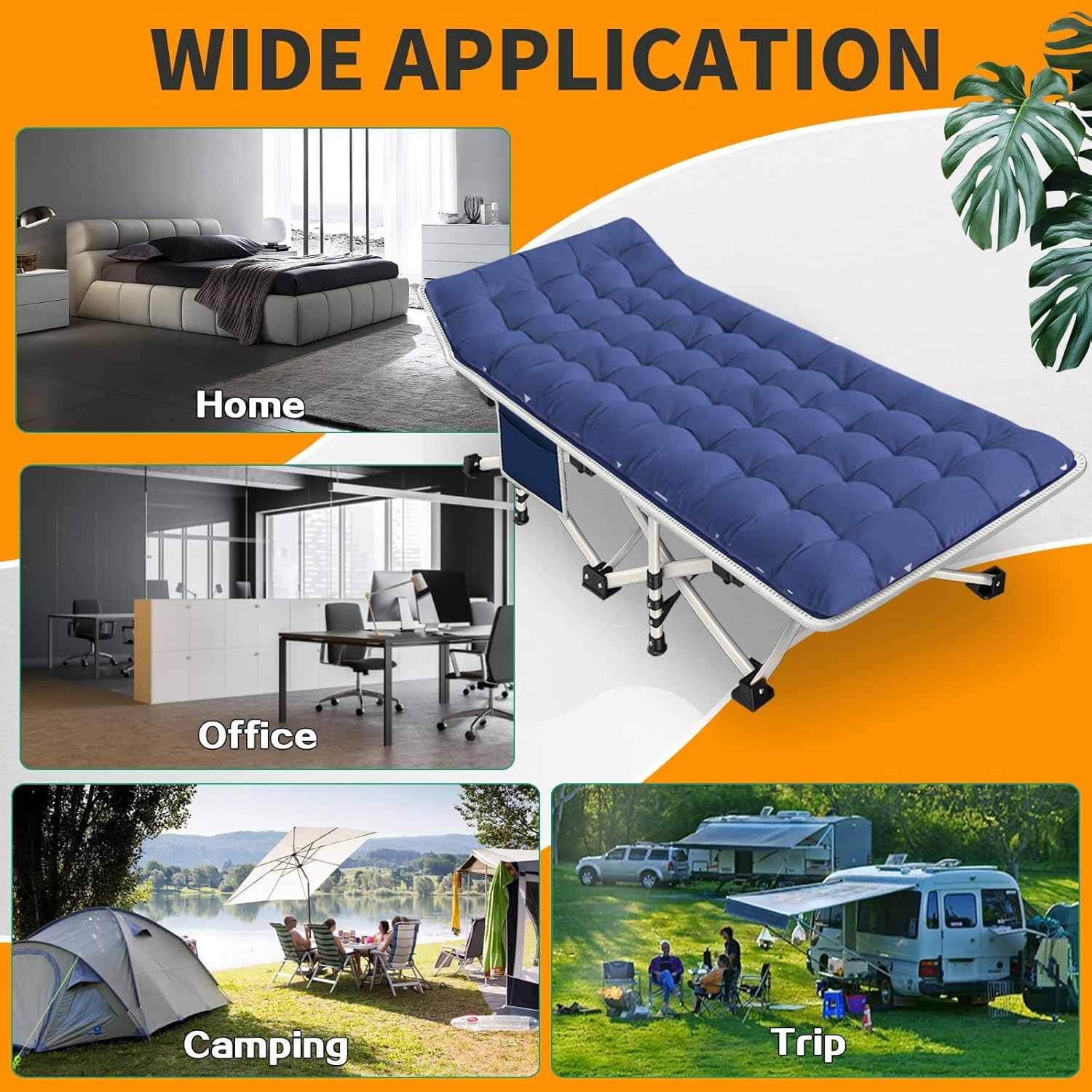 2 Pack Camping Cot with Mattress Comfortable Cot Bed Folding Cot Heavy Duty Cots for Sleeping with Carry Bag for Adults Kids Guest Bed Outdoor Indoor Home wourant