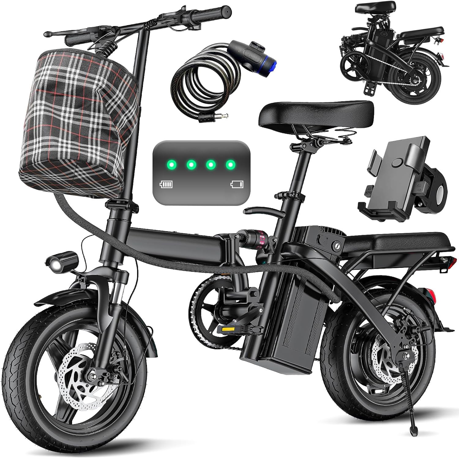 Electric Bike for Adults Teens Folding E-Bike Commuter City Foldable ebike Motor 48V 24MPH wourant