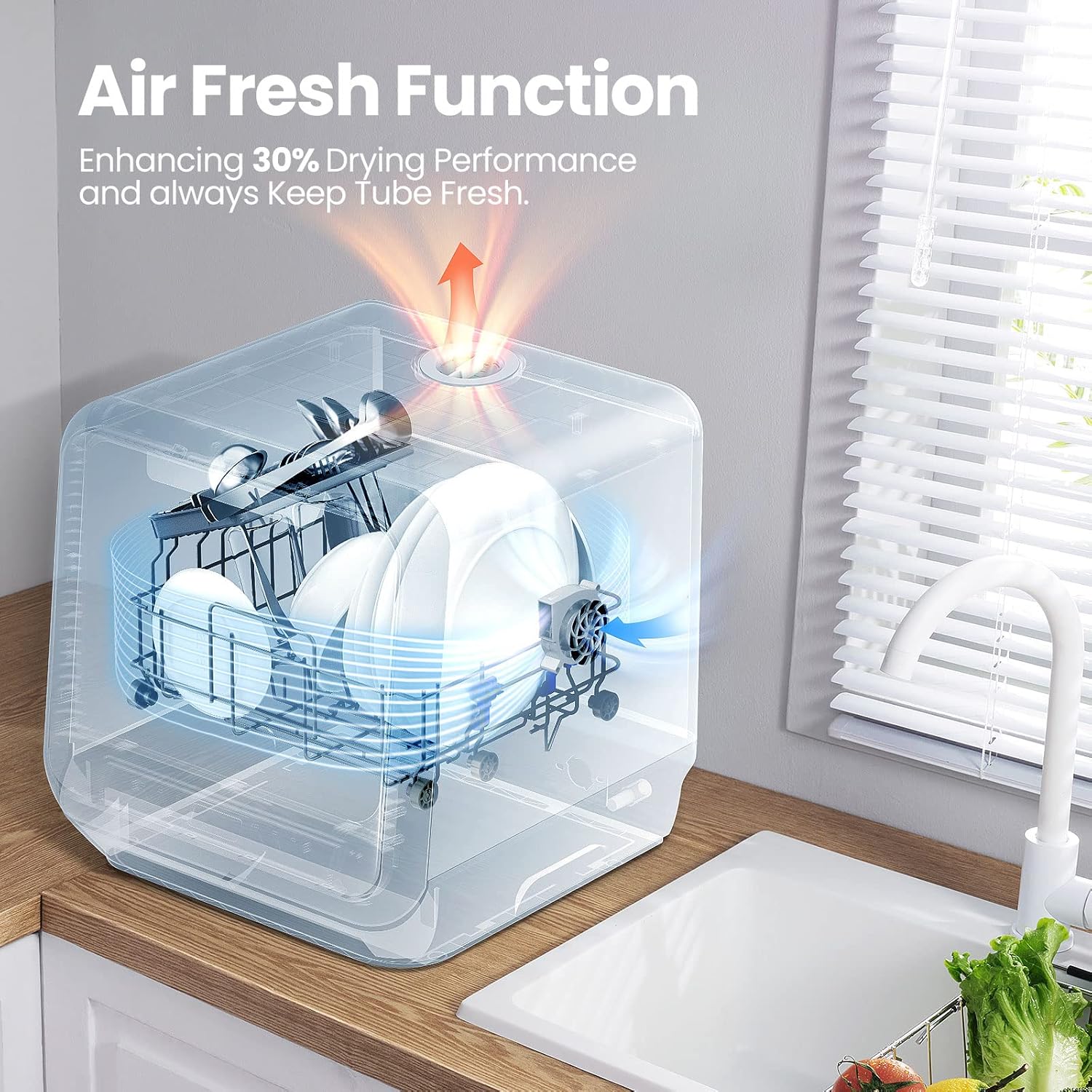 COMFEE' Portable Mini Dishwasher Countertop with 5L Built-in Water Tank wourant
