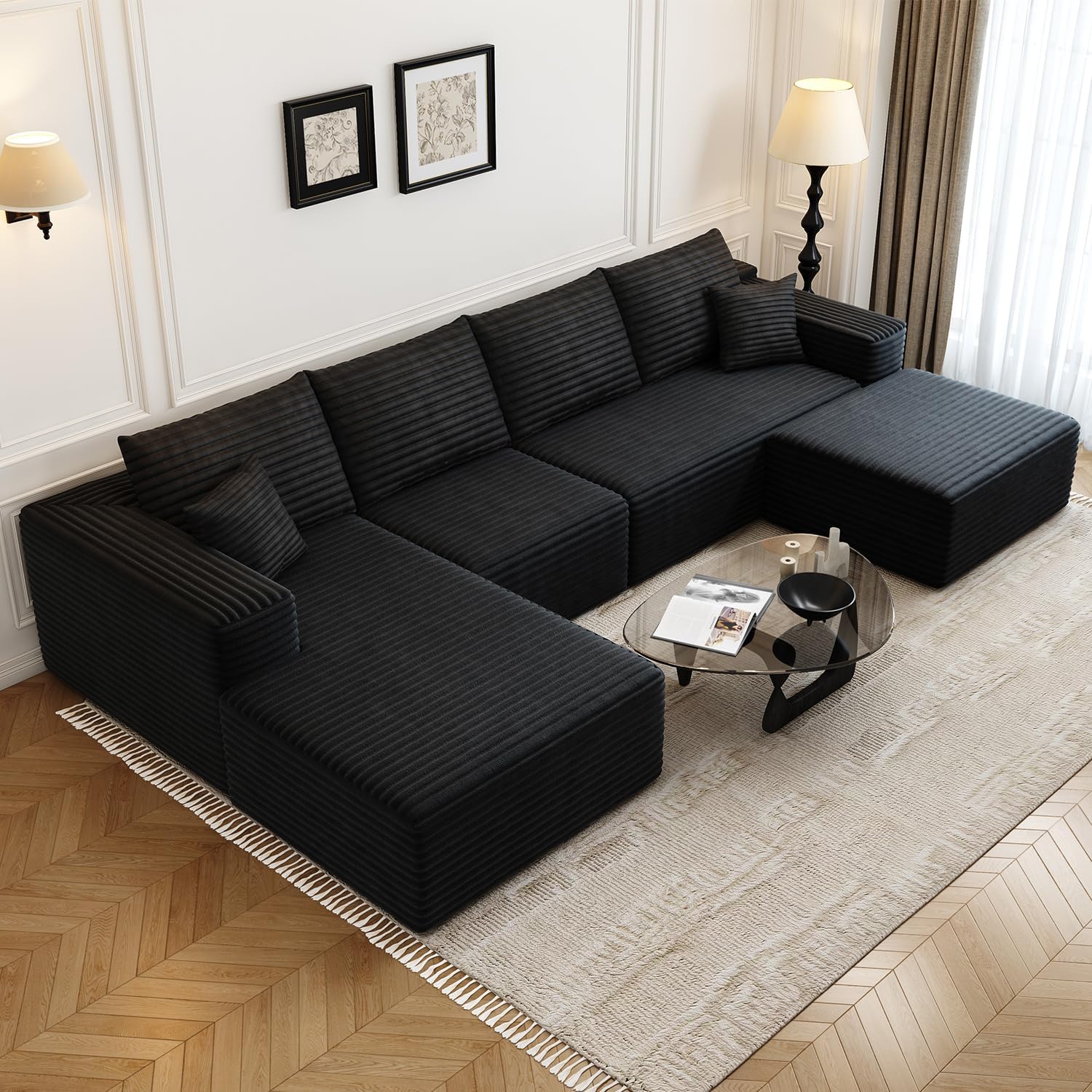 107.5" Cloud Modular Sectional Sofa Couch with L-Shape Chaise,Modern Minimalist Upholstered Couches wourant