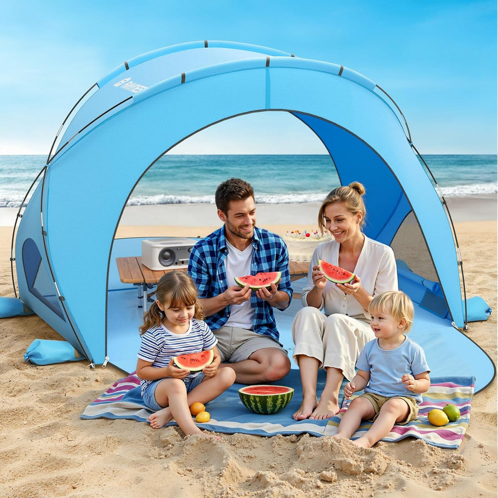Beach Tent Sun Shelter, Beach Shade Tent with UPF50+ UV Protection, Beach Sun Shelter, Beach Shade with 2 Zippered Doors, Portable Beach Tent for Beach Camping Fishing wourant