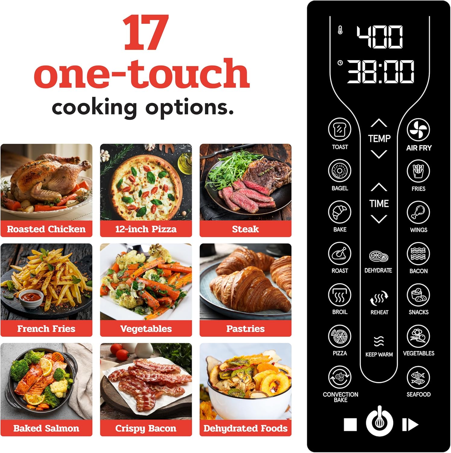 Gourmia Oven Air Fryer Combo with 17 Cooking Presets, 24L Capacity, Convection Rack, Baking Tray, Recipe Book GTF7460 wourant