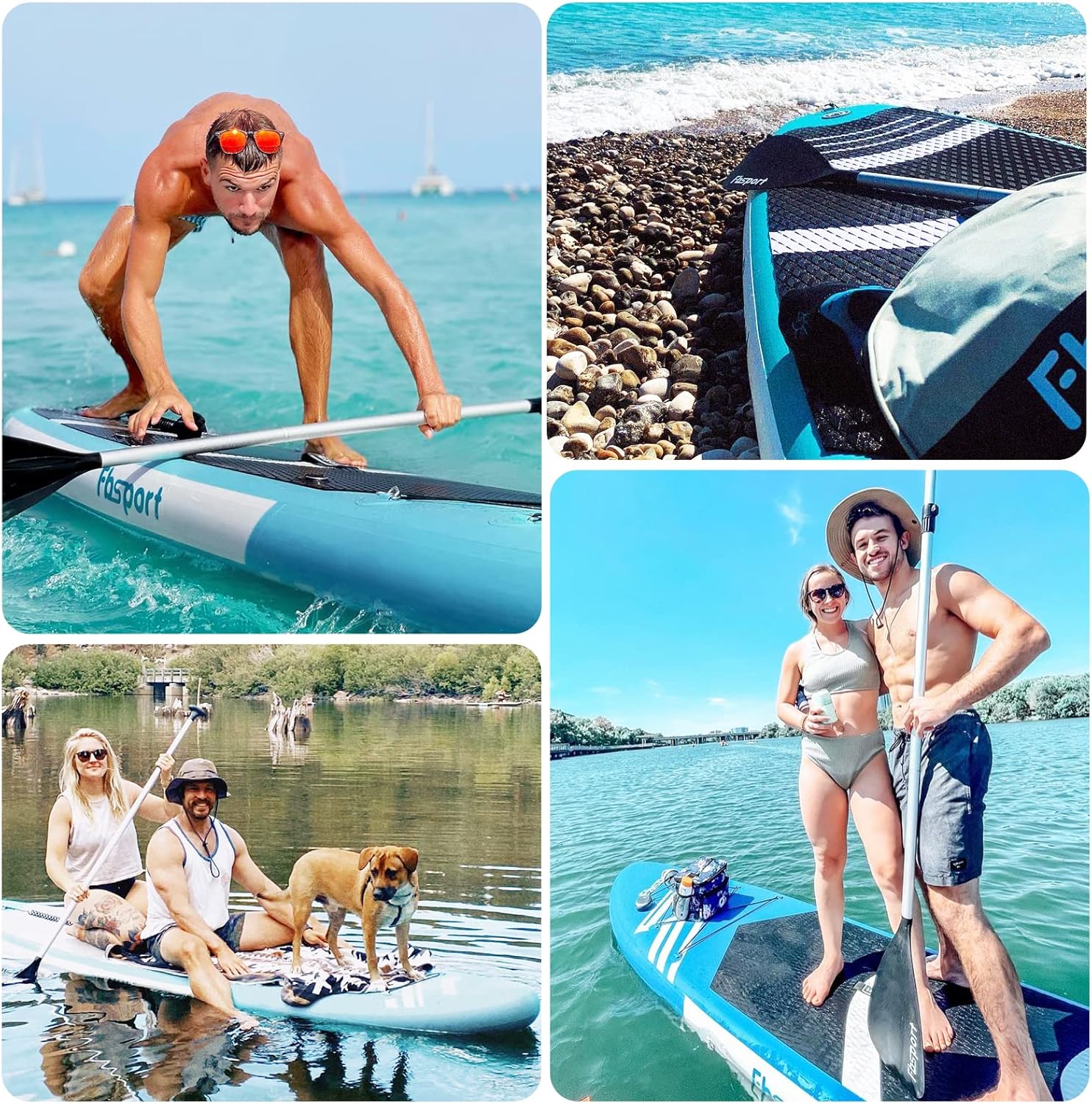 FBSPORT 11' Premium Stand Up Paddle Board, Yoga Board with Durable SUP Accessories & Carry Bag | Wide Stance, Surf Control, Non-Slip Deck, Leash, Paddle and Pump for Youth & Adult wourant