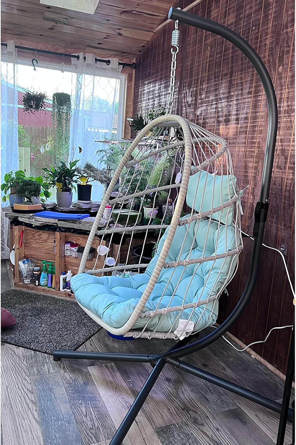Yechen Indoor Outdoor Egg Hanging Chair Patio Wicker Swing Egg Chair Indoor Swinging Chair wourant