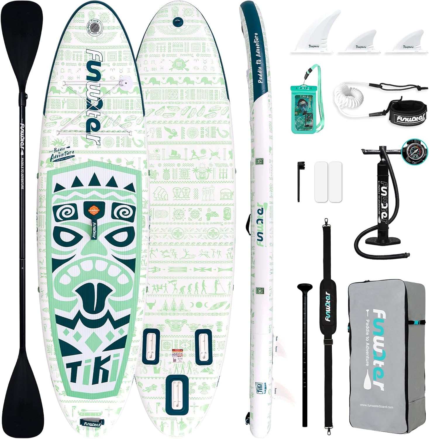 FunWater Inflatable Stand Up Paddle Board with Premium SUP Paddle Accessories, Non-Slip EVA Deck, 11'/10'6' Paddle wourant