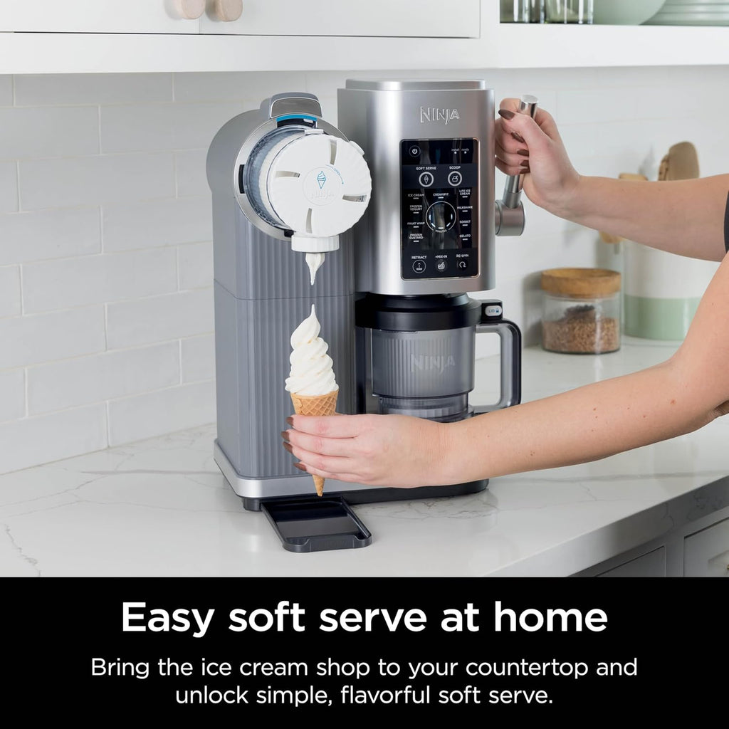 Ninja Swirl by CREAMi Ice Cream and Soft Serve Maker, Sorbet, Milkshake, Frozen Yogurt, Low Calories Program & More, 13-in-1, Soft Serve Handle, (2) CREAMi Swirl 16oz Pints, For Kids & ALL ages, NC701 wourant