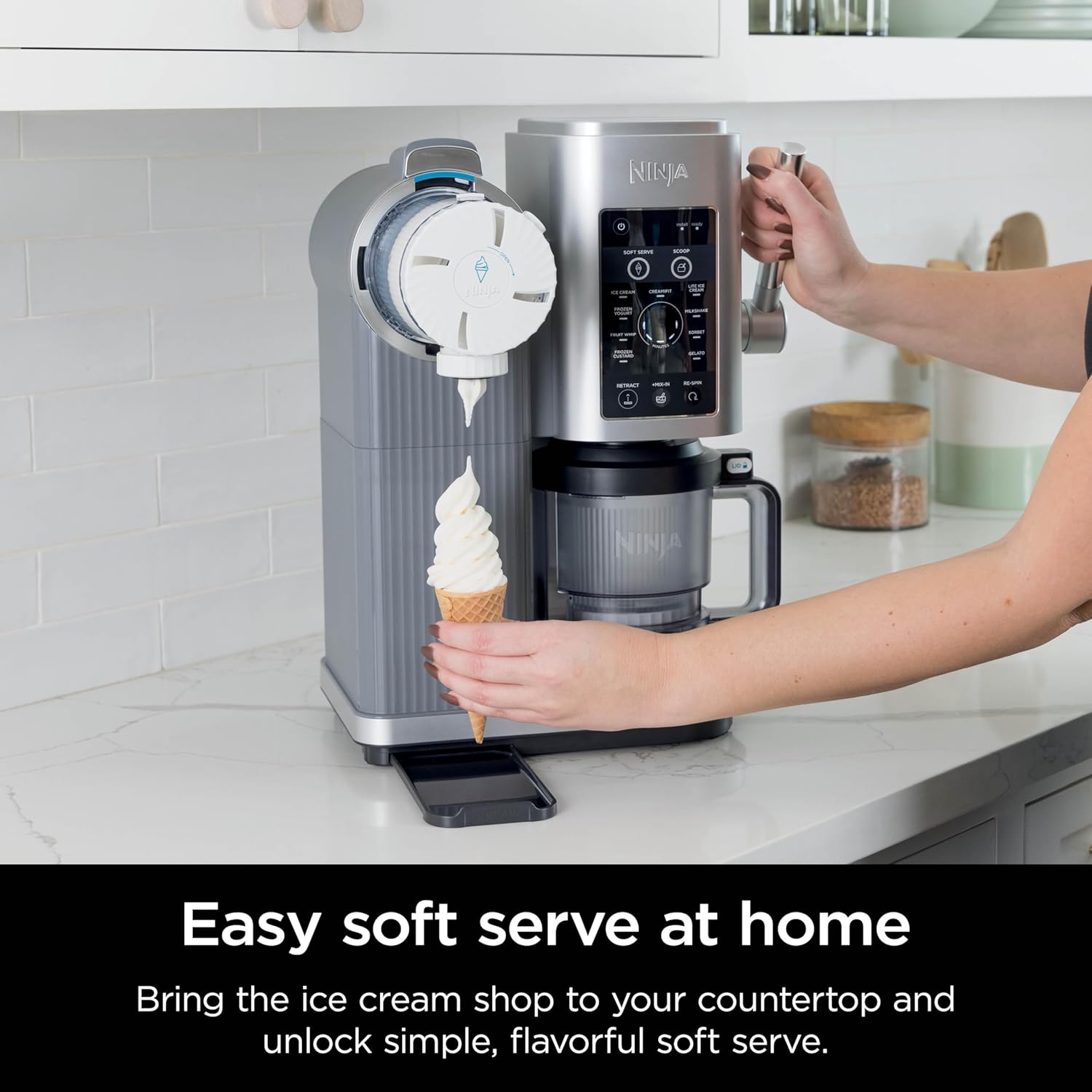 Ninja Swirl by CREAMi Ice Cream and Soft Serve Maker, Sorbet, Milkshake, Frozen Yogurt, Low Calories Program & More, 13-in-1, Soft Serve Handle, (2) CREAMi Swirl 16oz Pints, For Kids & ALL ages, NC701 wourant