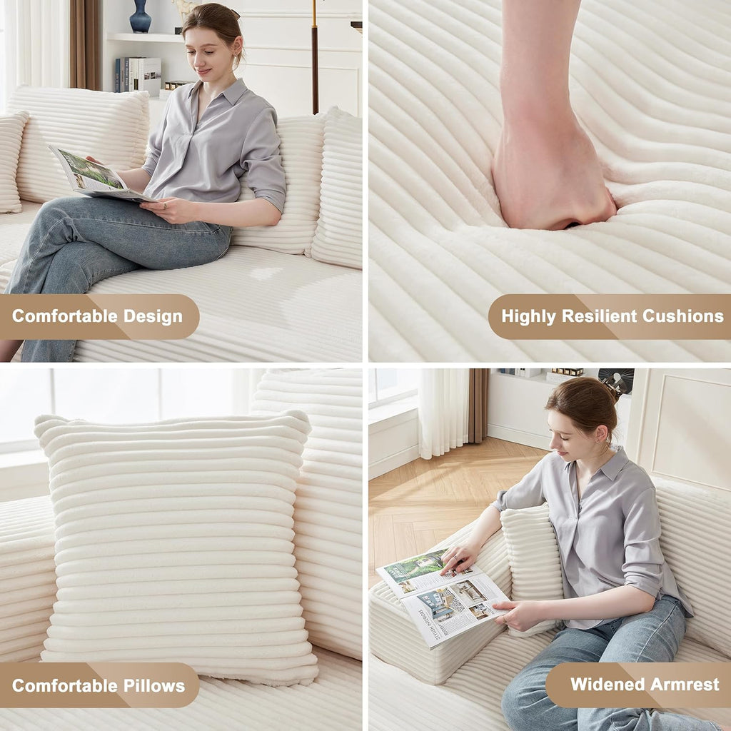 110 Cloud Sectional Couch, Boneless Sofa for Living Room Modular Sectional Sofa with Deep Seat wourant