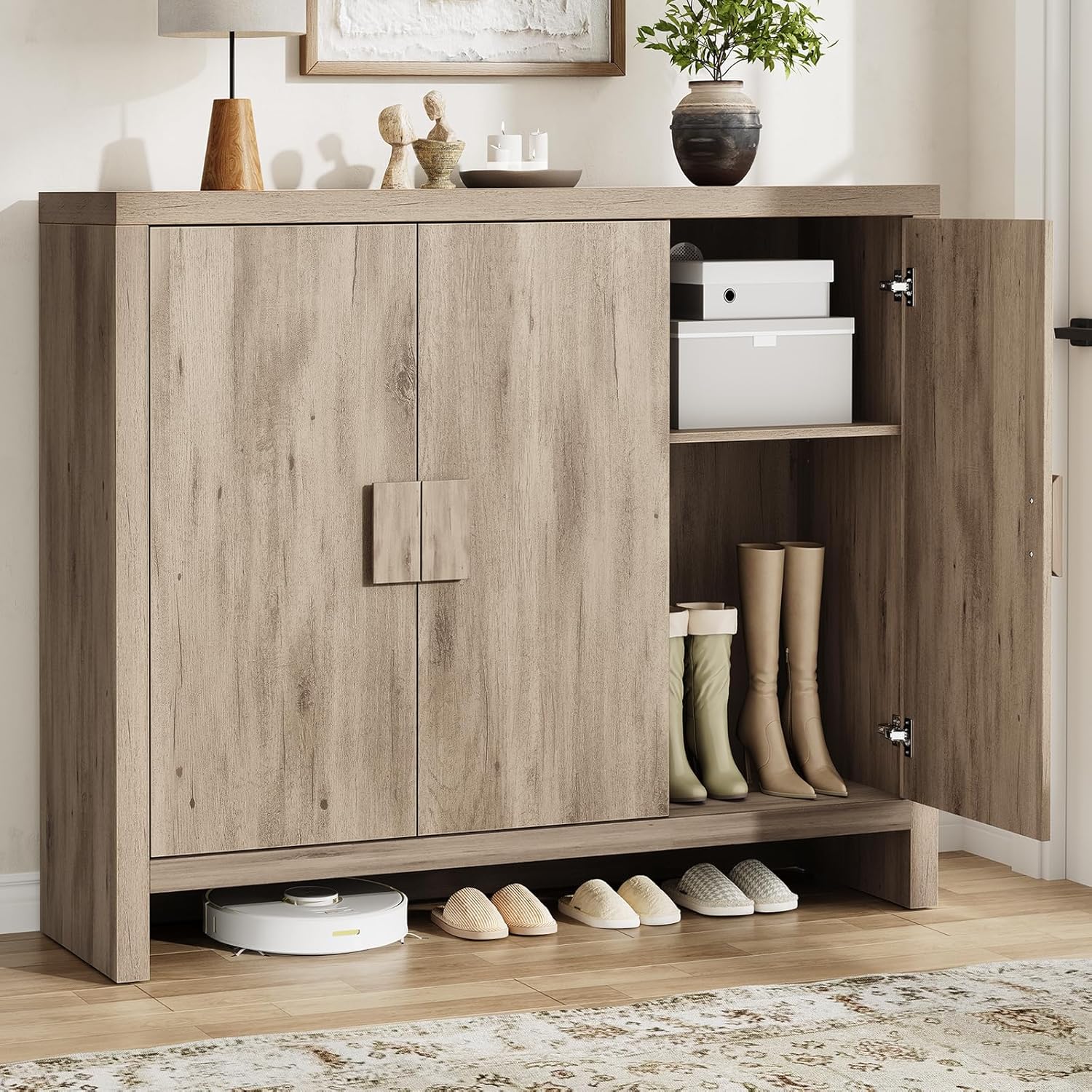 ONBRILL Shoe Cabinet with 3 Doors, 30 Pairs Shoe Storage Cabinet with Adjustable Shelves wourant