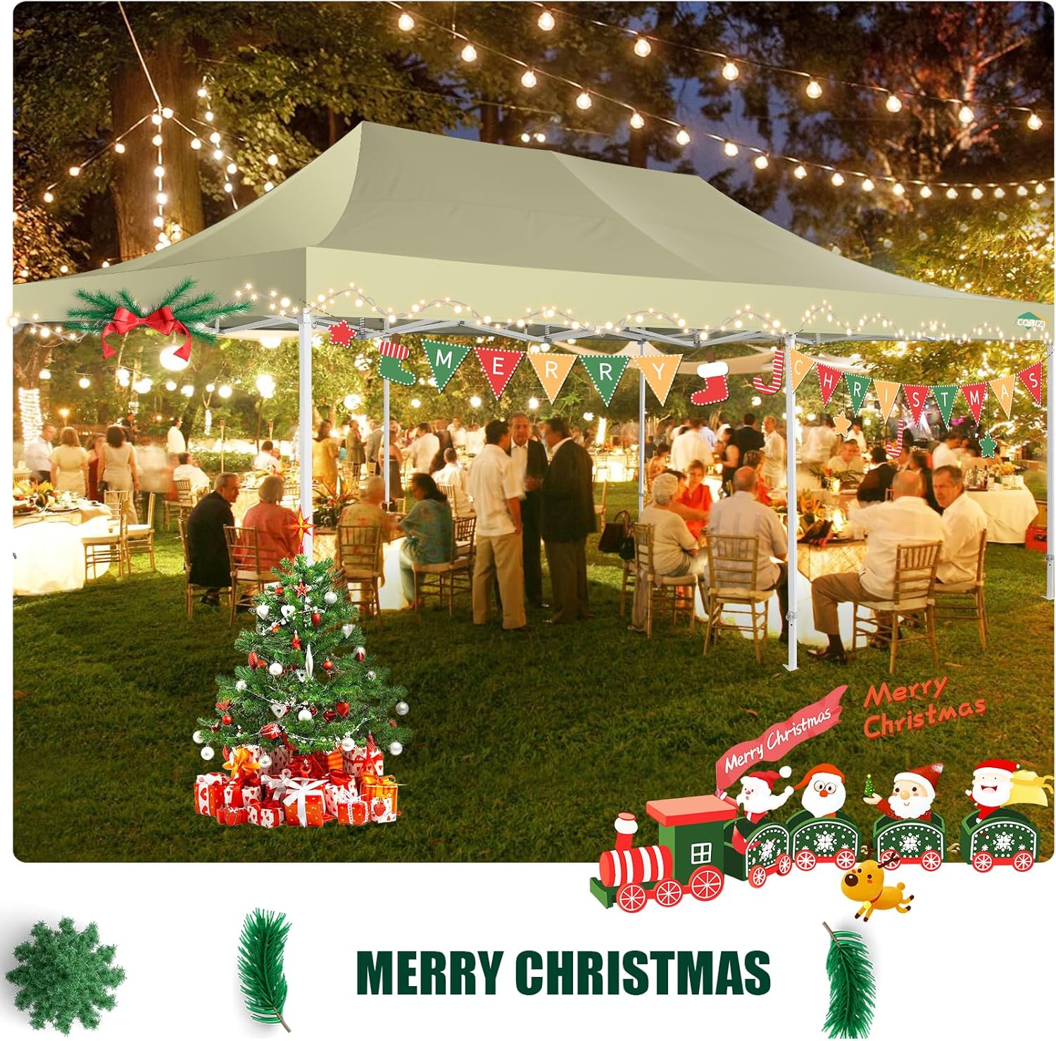 COBIZI 10x20 Heavy Duty Pop up Canopy Tent with 6 sidewalls Easy Up Commercial Outdoor Canopy Wedding Party Tents for Parties All Season Wind & Waterproof Gazebo with Roller Bag,Black(Frame Thickened) wourant
