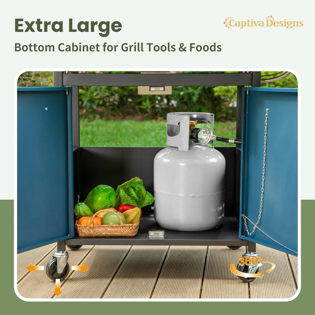 Captiva Designs 4-Burner Propane Gas BBQ Grill with Side Burner & Porcelain-Enameled Cast Iron Grates, 42,000 BTU Output Stainless Steel Grill for Outdoor Cooking Kitchen and Patio Backyard Barbecue wourant