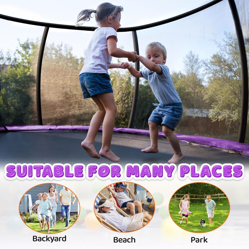 Trampoline 8FT 10FT 12FT 14FT 16FT, Recreational Trampolines with Enclosure Net and Ladder, Outdoor Anti-Rust Trampolines for Kids and Adults, ASTM Approved wourant