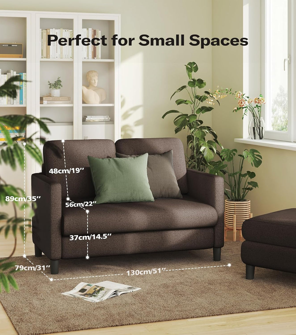 Loveseat Sofa 51" Love Seat Comfy Corduroy Small Loveseat Small Spaces Tool-Free Setup Couch wourant