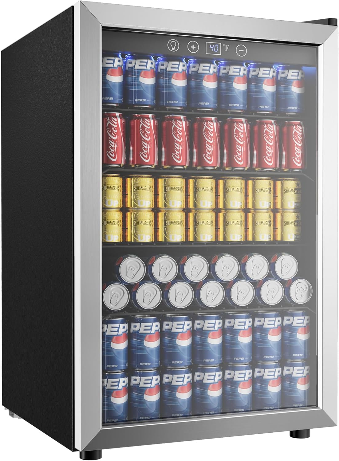 EUHOMY Beverage Refrigerator Cooler, 130 Can Mini Fridge with Glass Door for Soda Beer or Wine, Beverage Cooler for Home, Office, Bar with Adjustable Removable Shelves, Silver wourant