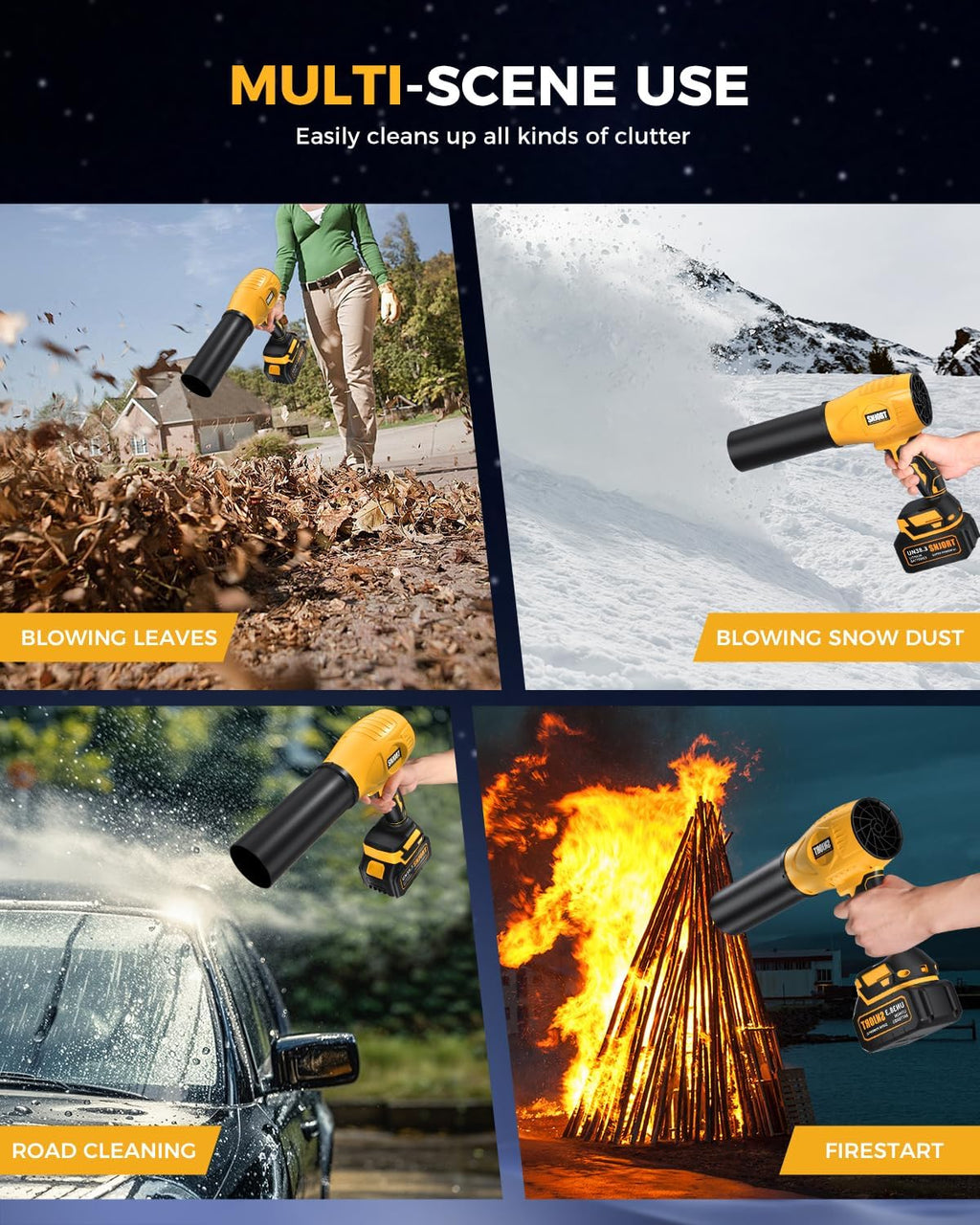 Leaf Blower Cordless with Battery and Charger, 500,000 RPM, Extended Nozzle, Lightweight Handheld Design, Turbo Jet Blower for Patio Cleaning wourant