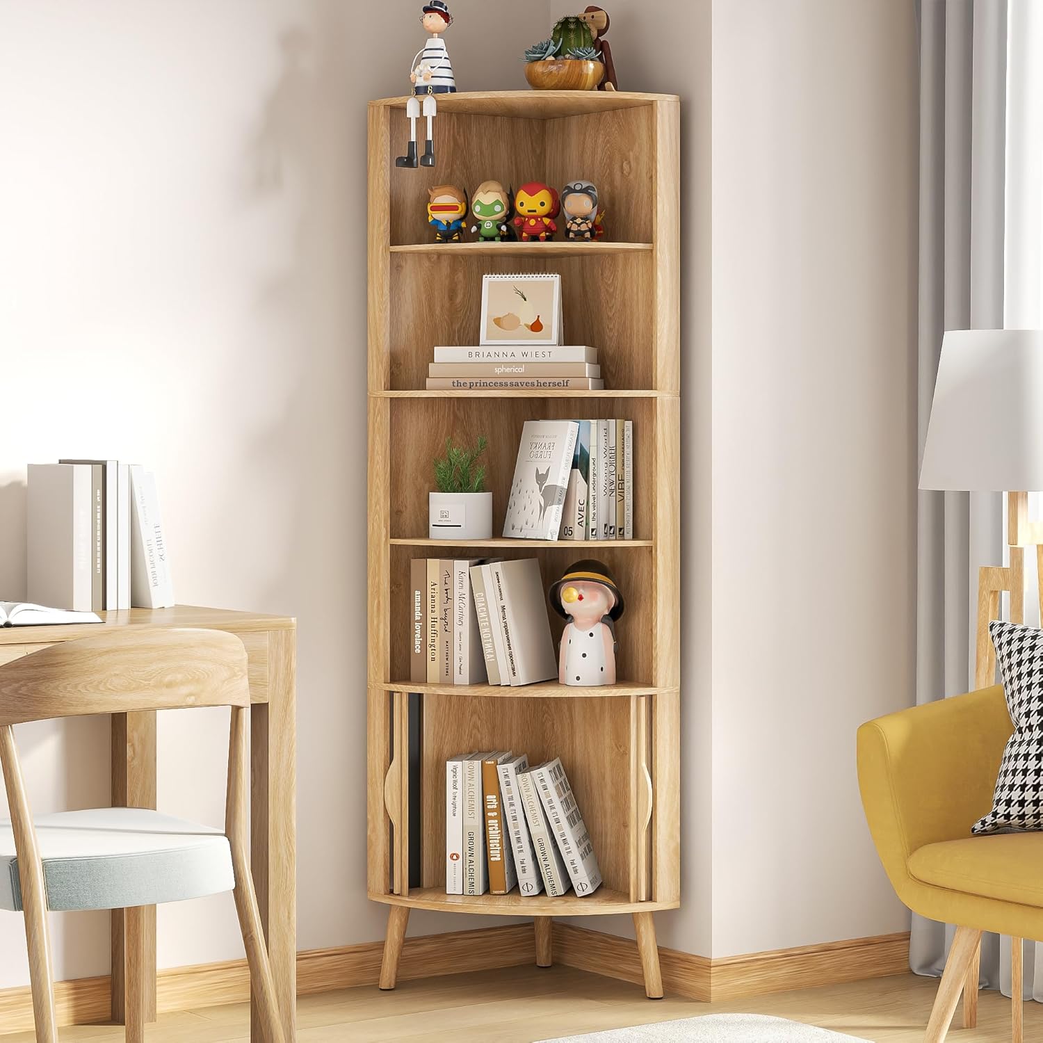 Corner Cabinet, 66.73'' Tall Modern Corner Bathroom Storage Cabinet wourant