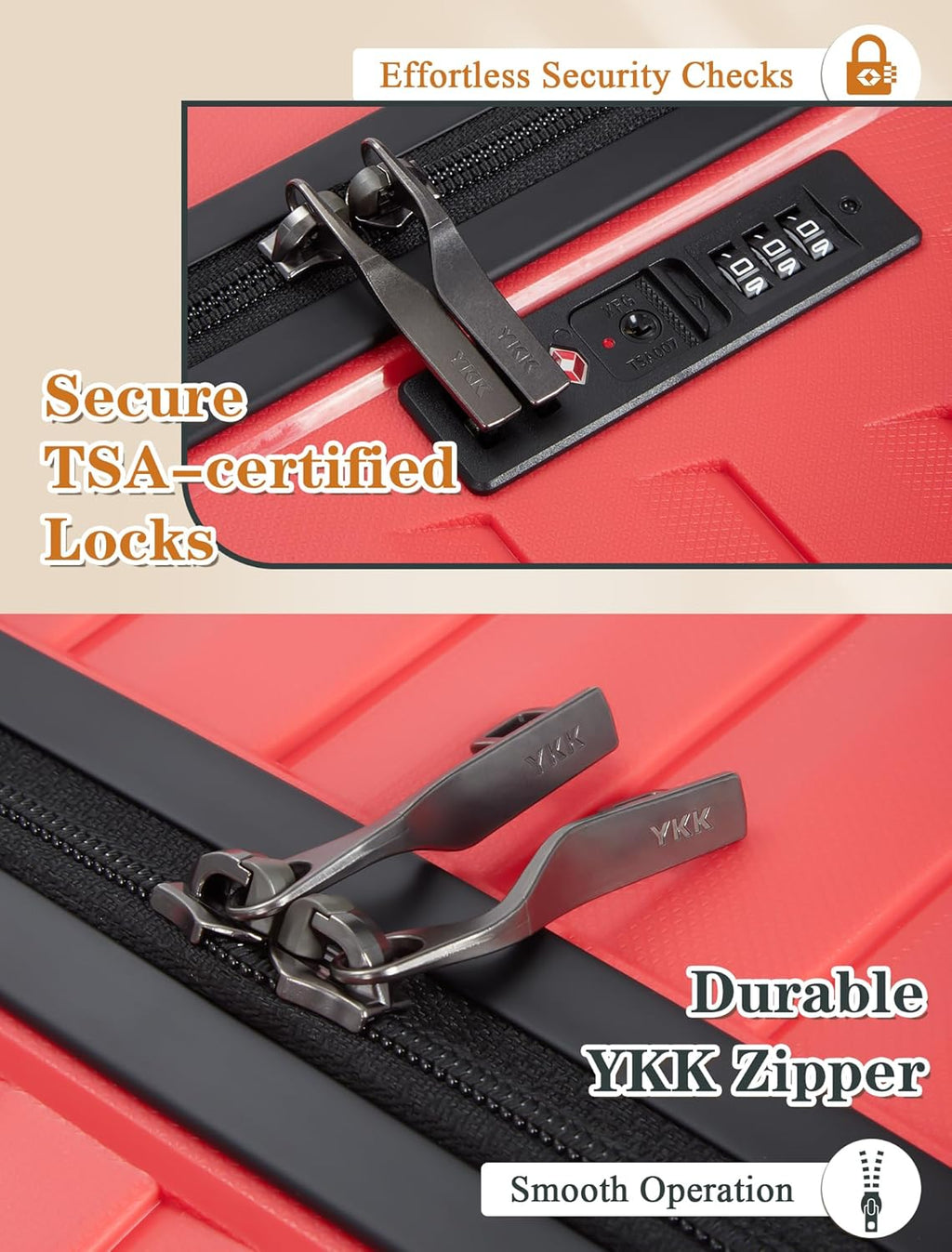 5-piece luggage set with wheels, ABS hardshell suitcase with spinner wheels wourant